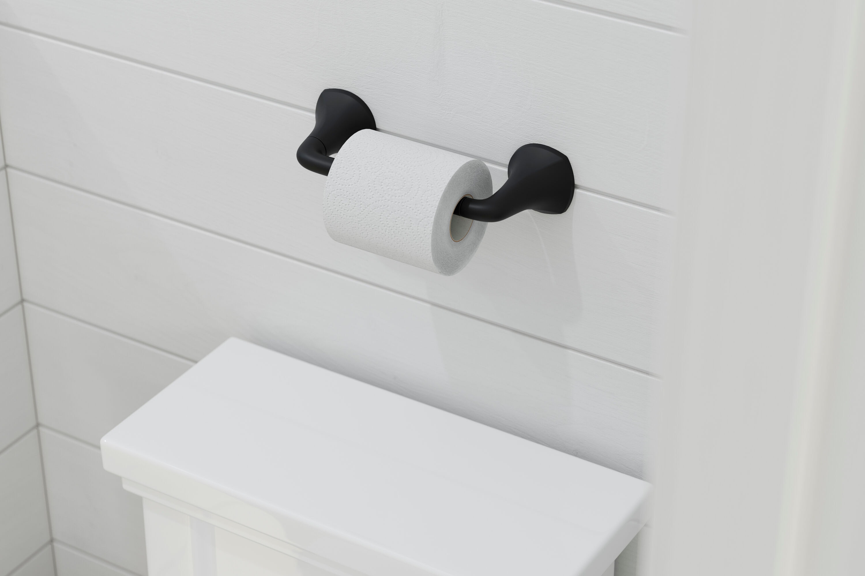 Moen Lindor Matte Black Wall Mount Pivot Toilet Paper Holder