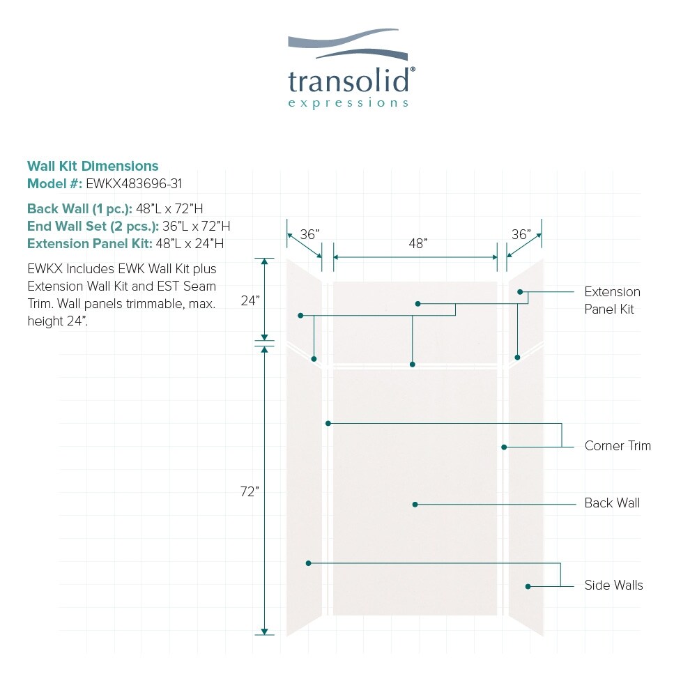 Transolid EWKX483696-31 Shower-Wall-Surrounds - View #2