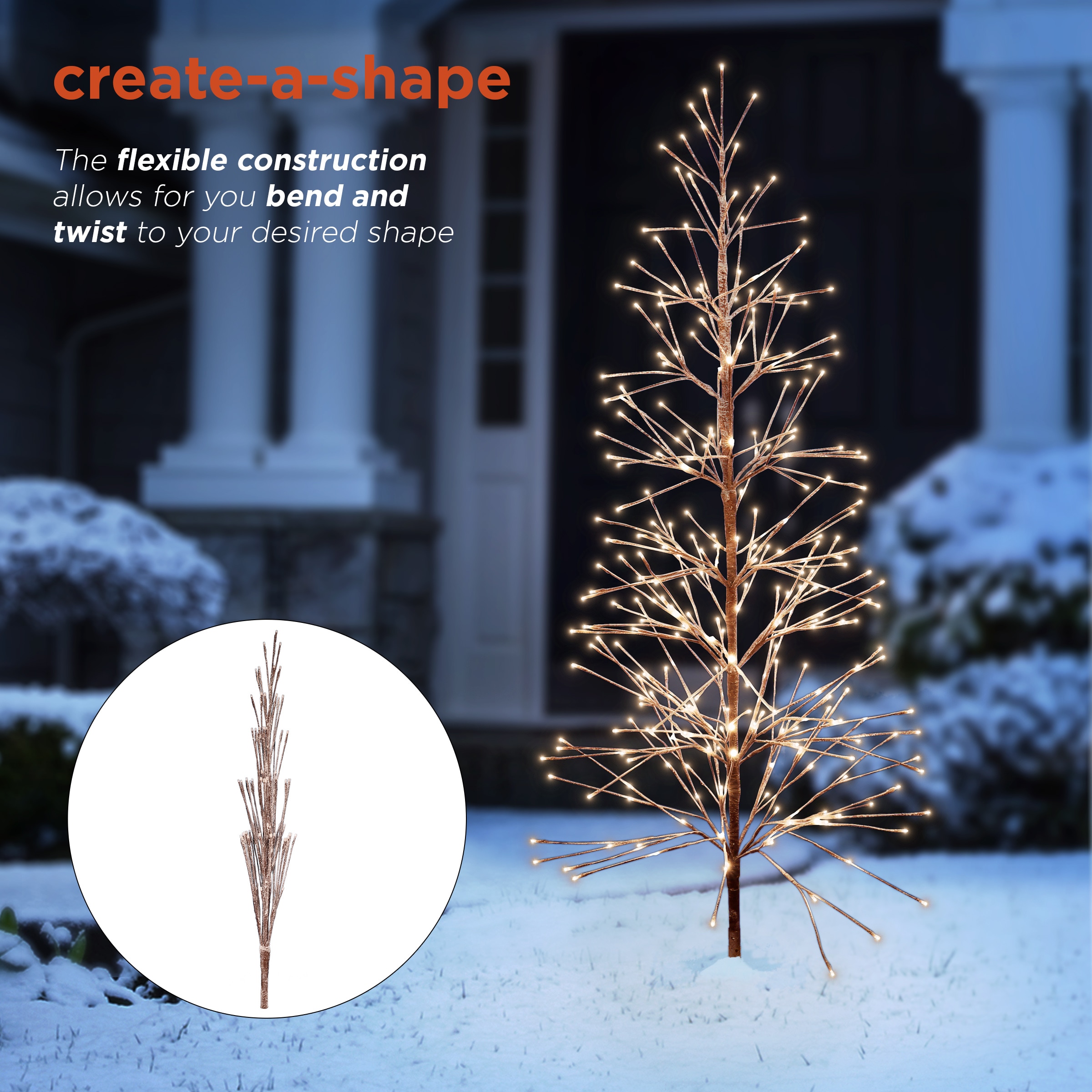 71" Brown LED-Lit Outdoor Christmas Tree with Warm White Lights