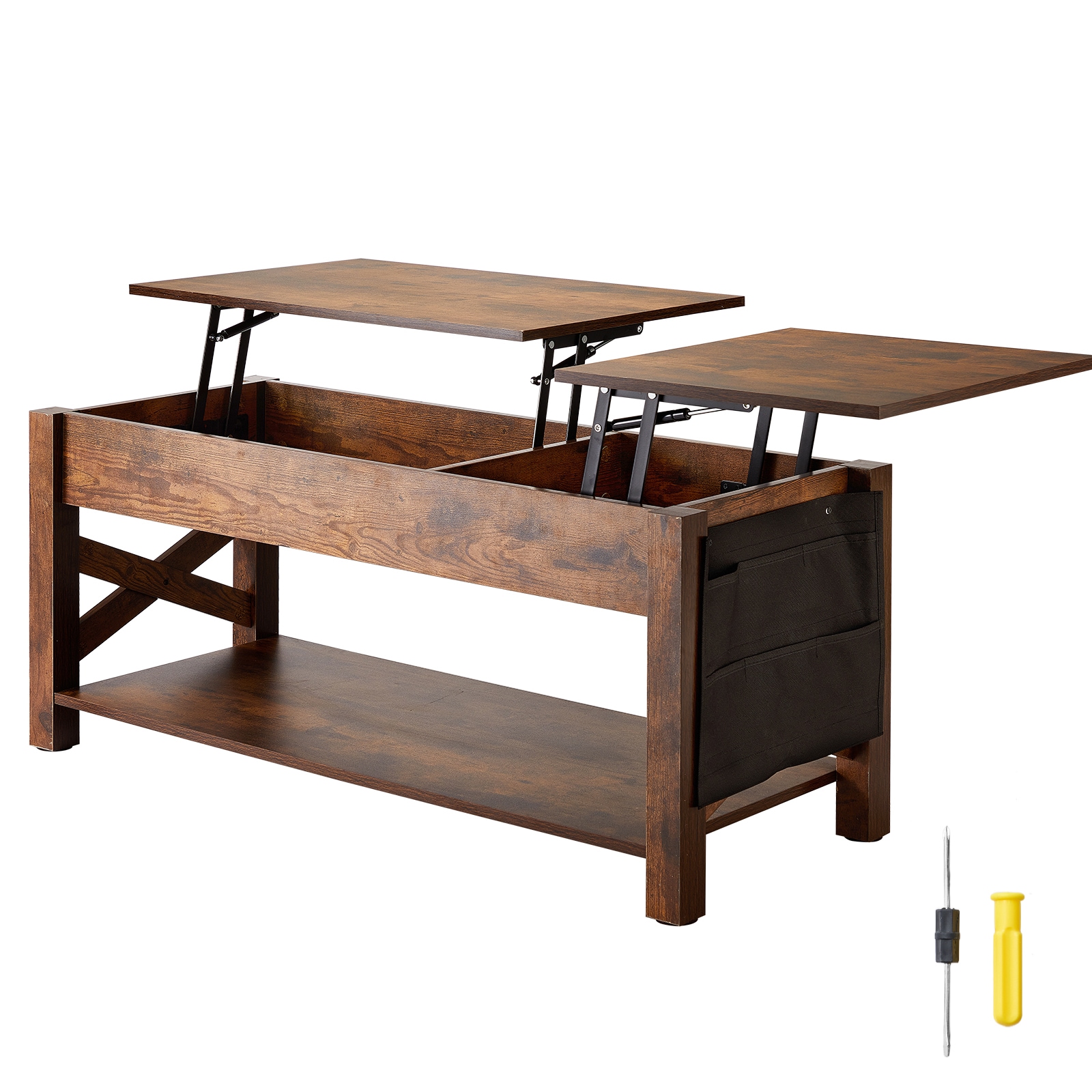 SVOPES SVOPESKFZZFX409218V0 19.69-in W x 19.69-in H Brown Wood Rectangular Modern End Table with Storage Assembly Required