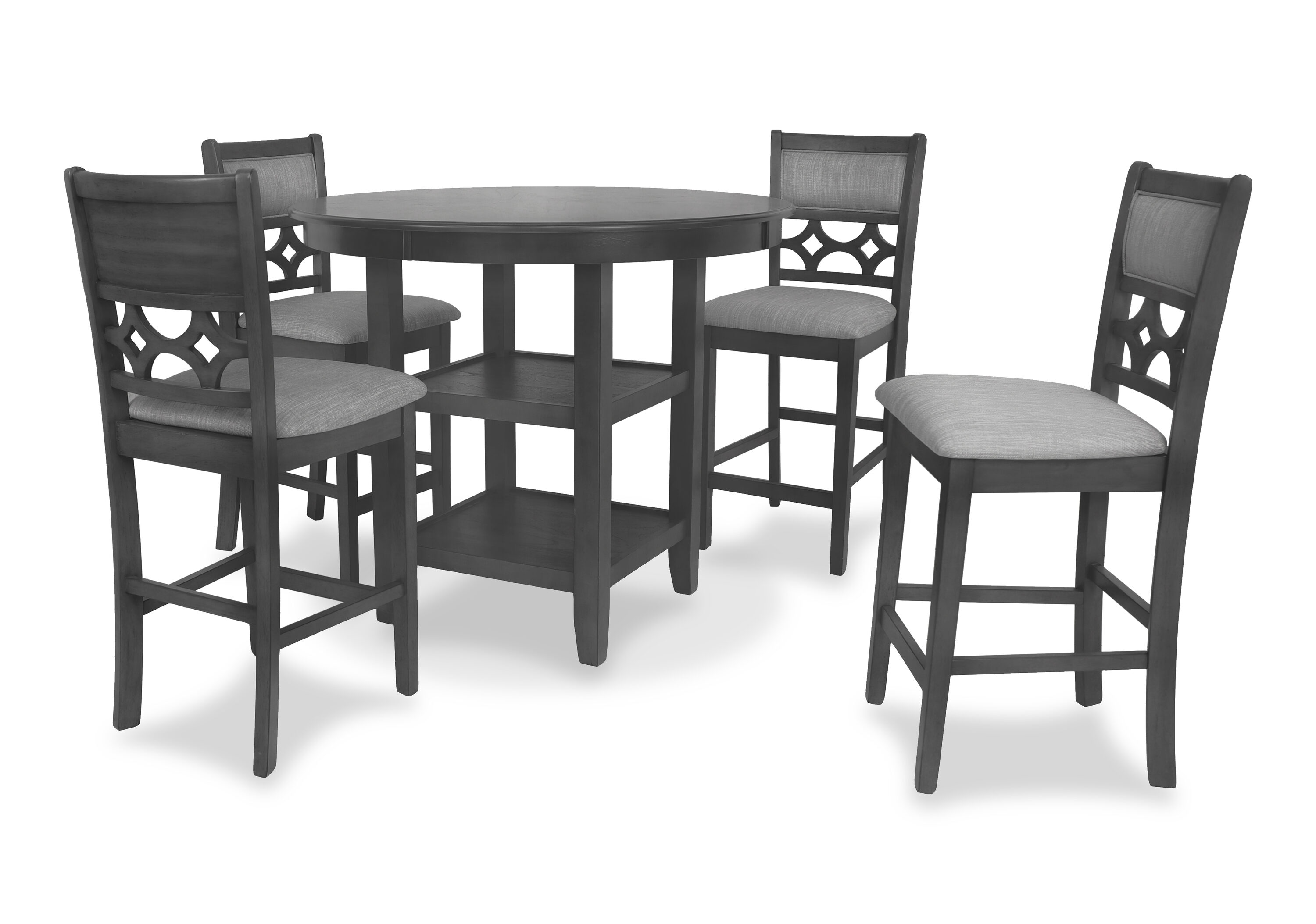 Contemporary 42" Round Gray Dining Set with 4 Padded Chairs