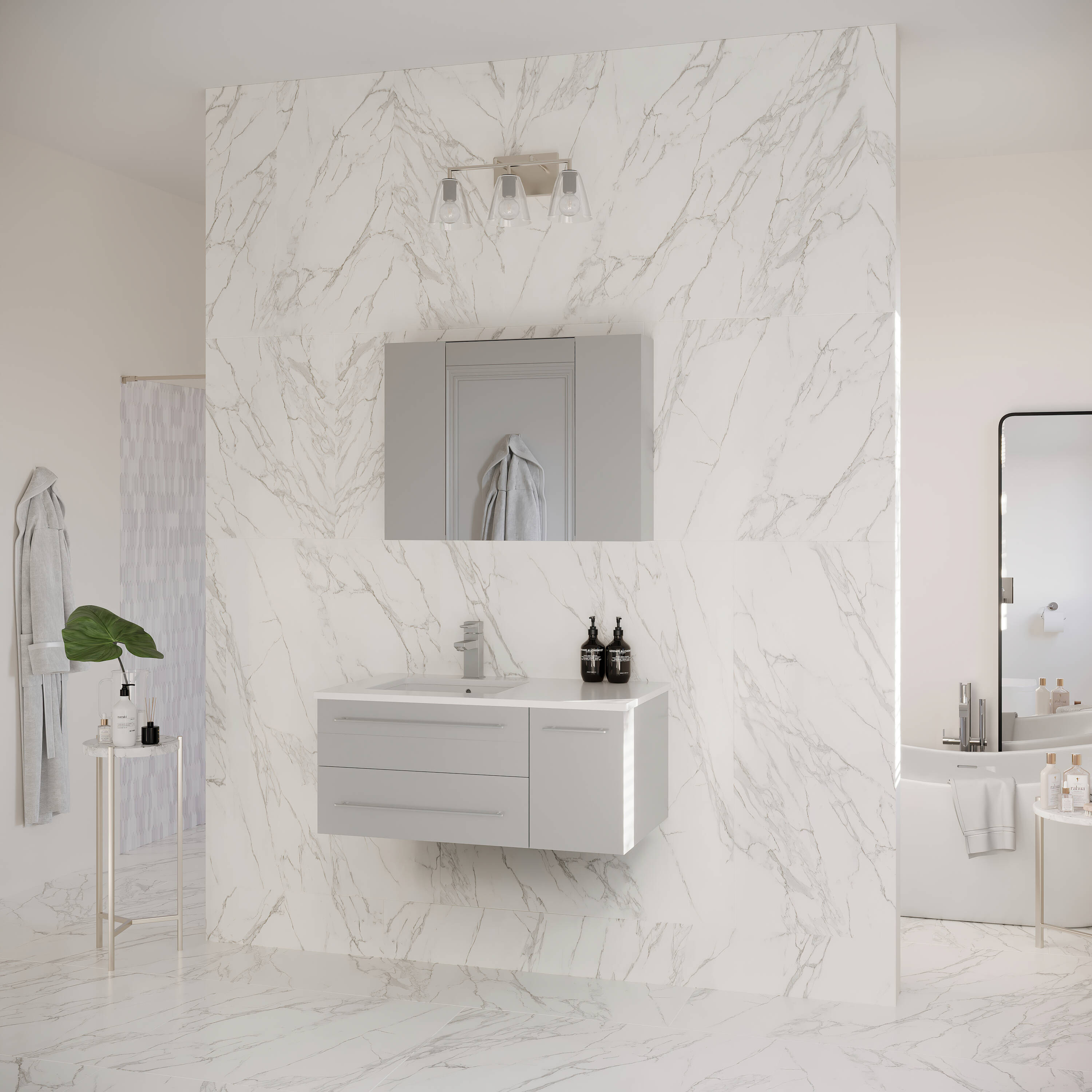 Fresca FVN6136GR-UNS-L Lucera 36-in Gray Undermount Single sink Floating Bathroom Vanity with White Quartz Top