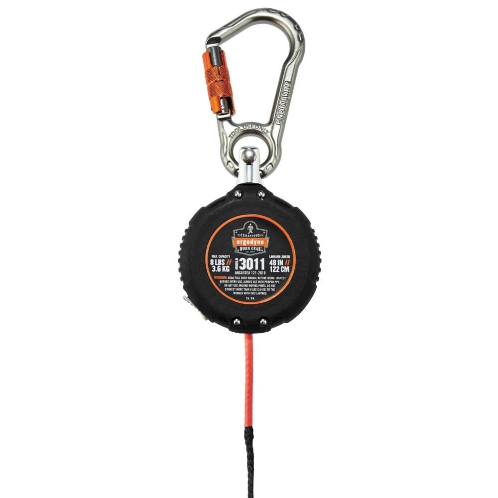Squids Ergodyne 3011 Retractable Tool Lanyard with Carabiner Mount- 8lbs,  Black, Standard in the Safety Accessories department at