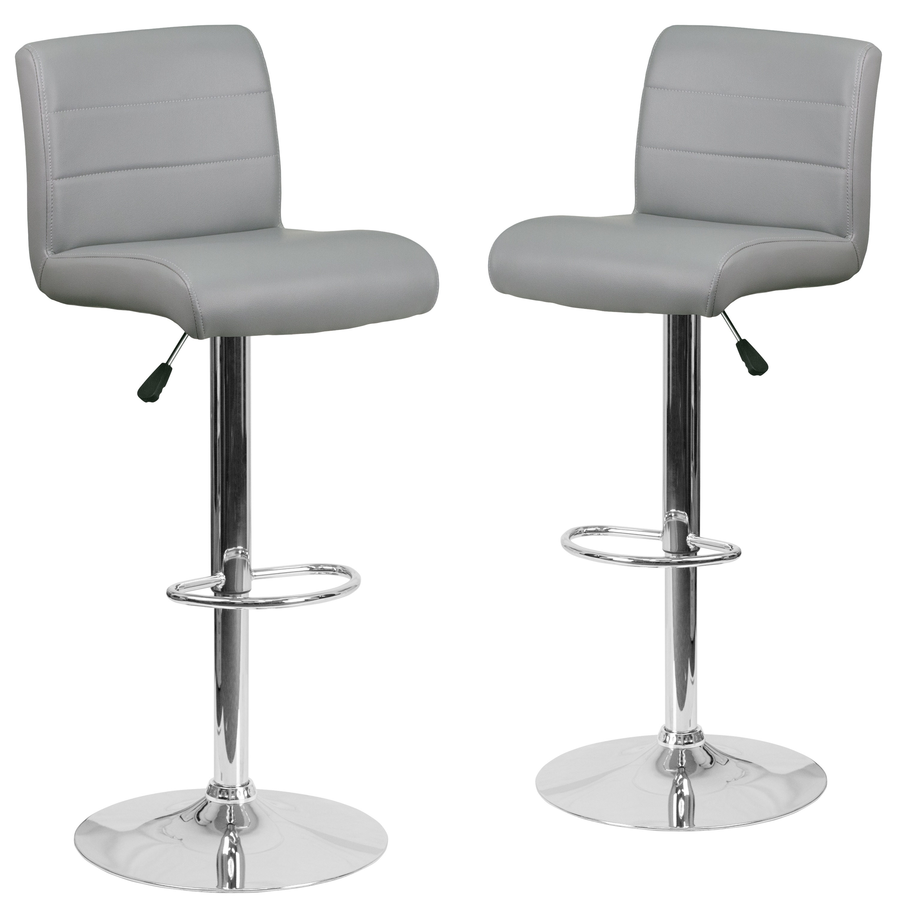 Flash Furniture 889142065920 Gray 26.25-Inches H Adjustable Height Counter height Square seat Upholstered Swivel Metal Bar Stool and Back