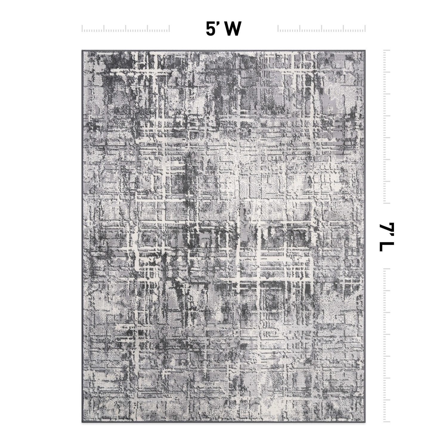 Gray Abstract 5' x 7' Synthetic Area Rug