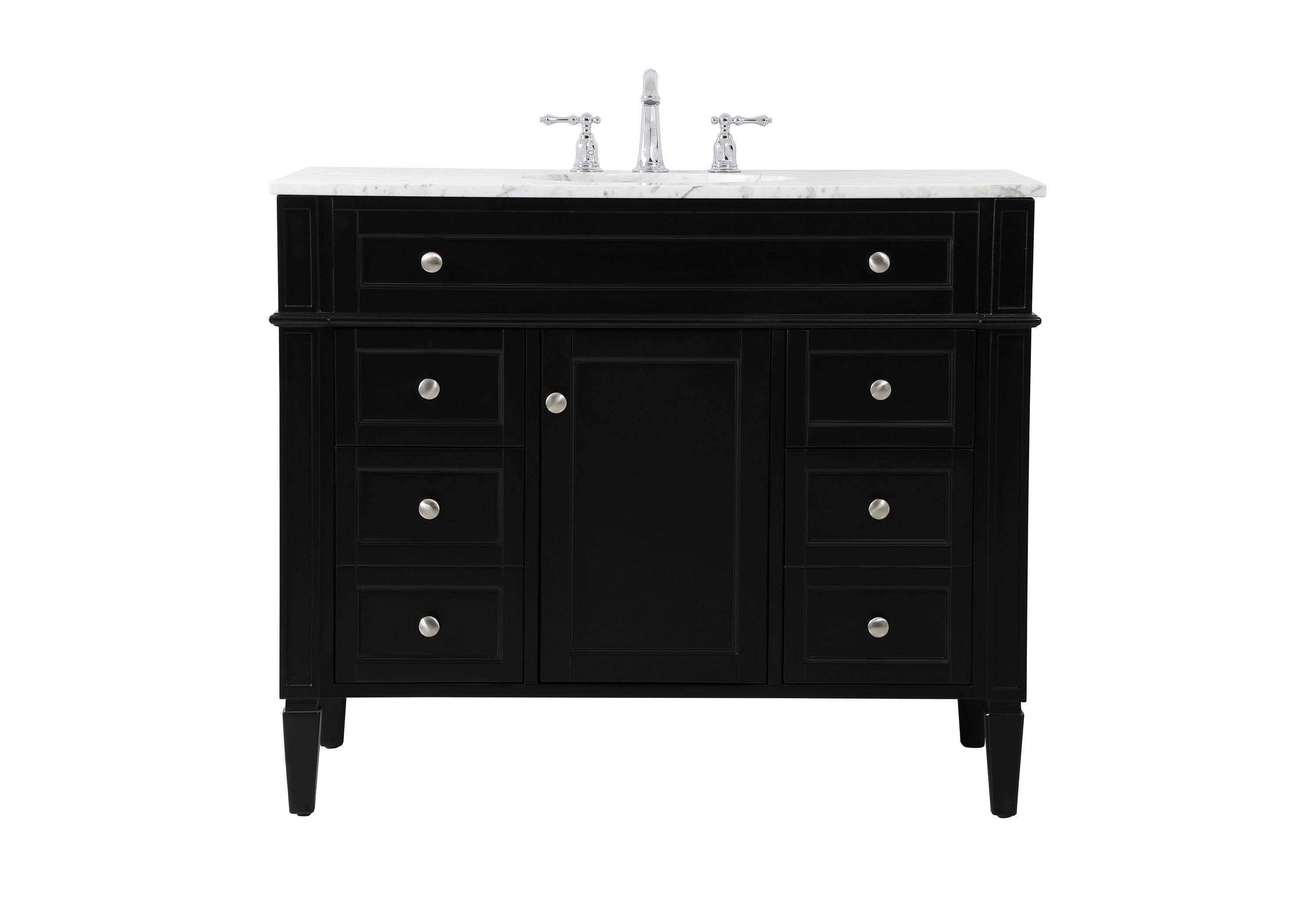 Elegant Decor HF37626BK Home Furnishing 42-in Black Undermount Single sink Bathroom Vanity with Carrara White Marble Top