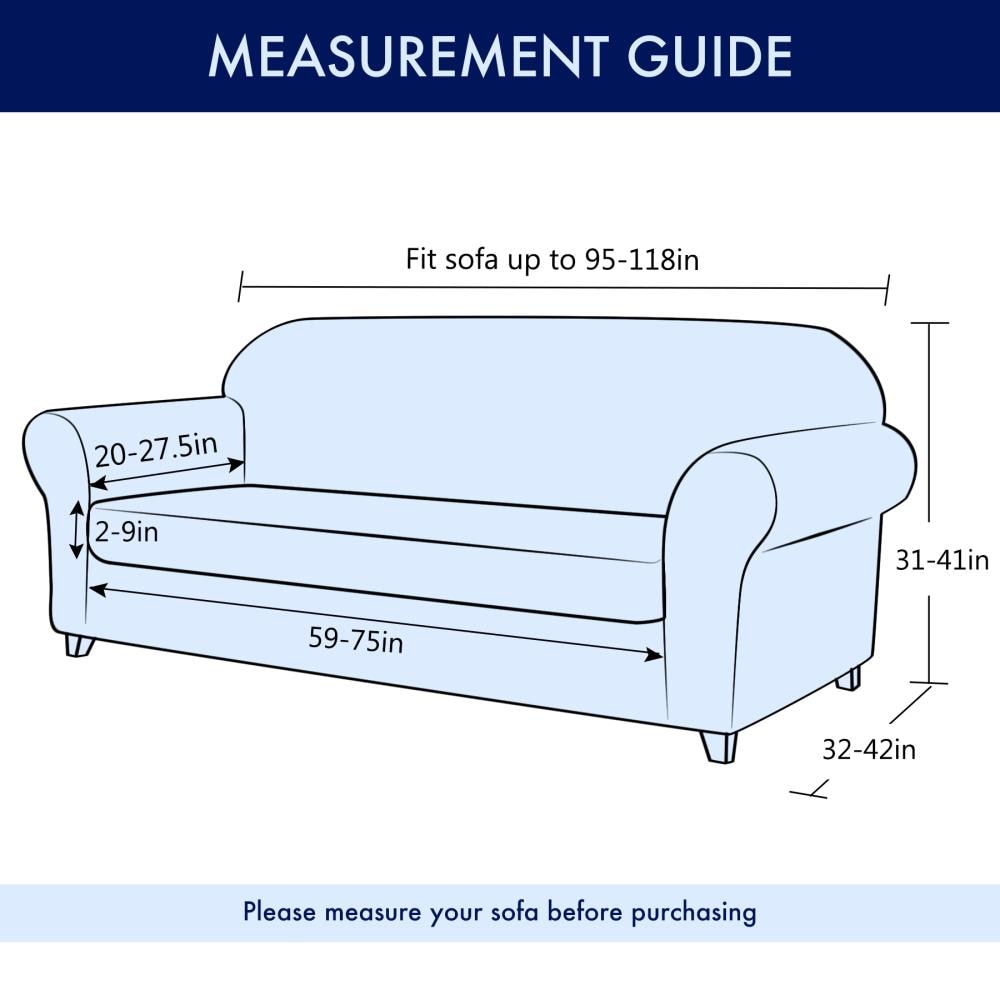 Subrtex Damask Linen Jacquard Sofa Slipcover 118-in W x 41-in H x 42-in ...