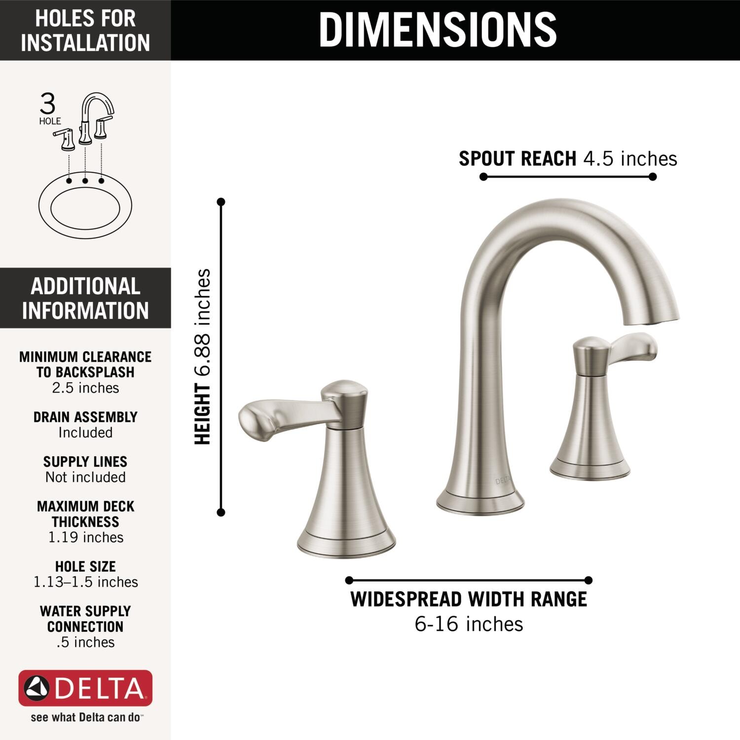 Delta Esato Spotshield Brushed Nickel Widespread 2-handle WaterSense  Bathroom Sink Faucet with Drain (4.56-in) in the Bathroom Sink Faucets  department at