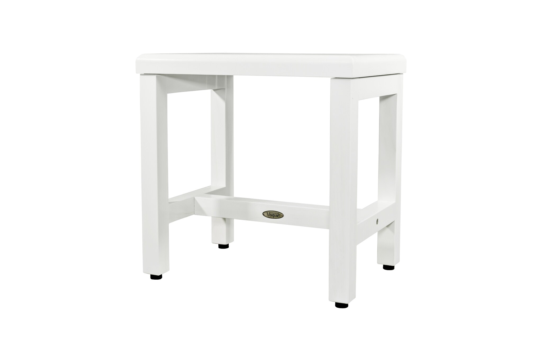 18" White Teak Wood Shower Safety Bench