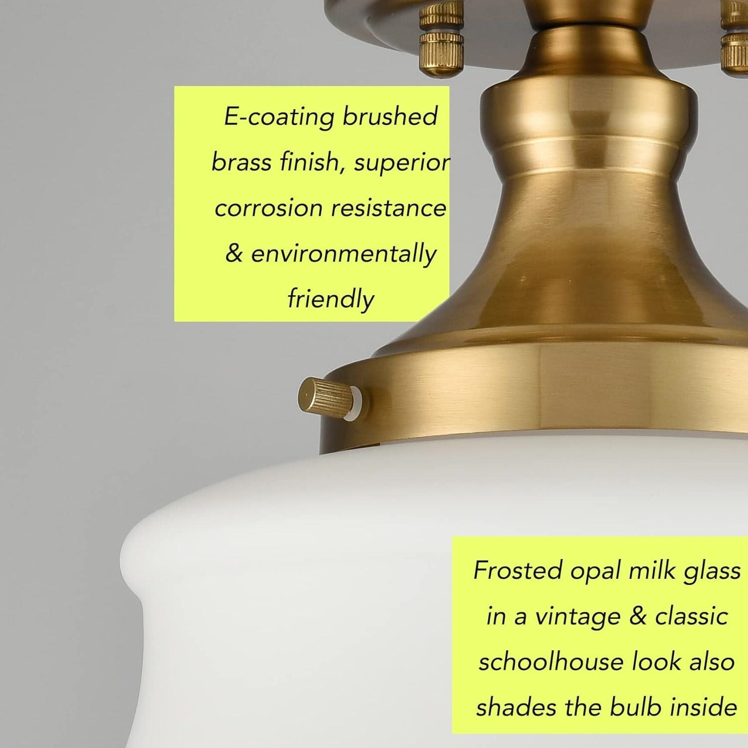 Gold and Frosted Glass Drum Semi Flush Mount Ceiling Light