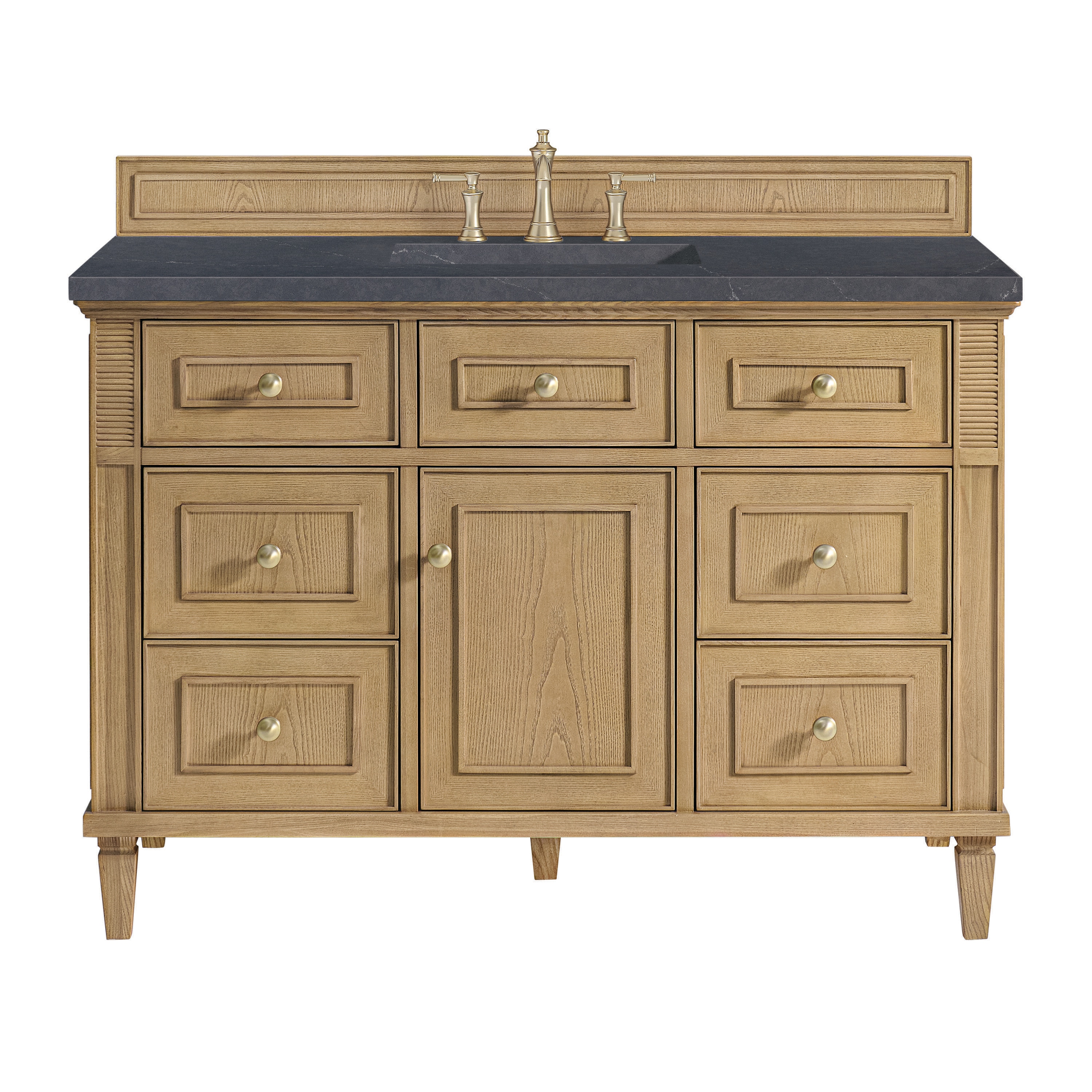James Martin Vanities 424-V48-LNO-3CSP Lorelai 48-in Light Natural Oak Undermount Single Sink Bathroom Vanity with Charcoal Soapstone Quartz Top