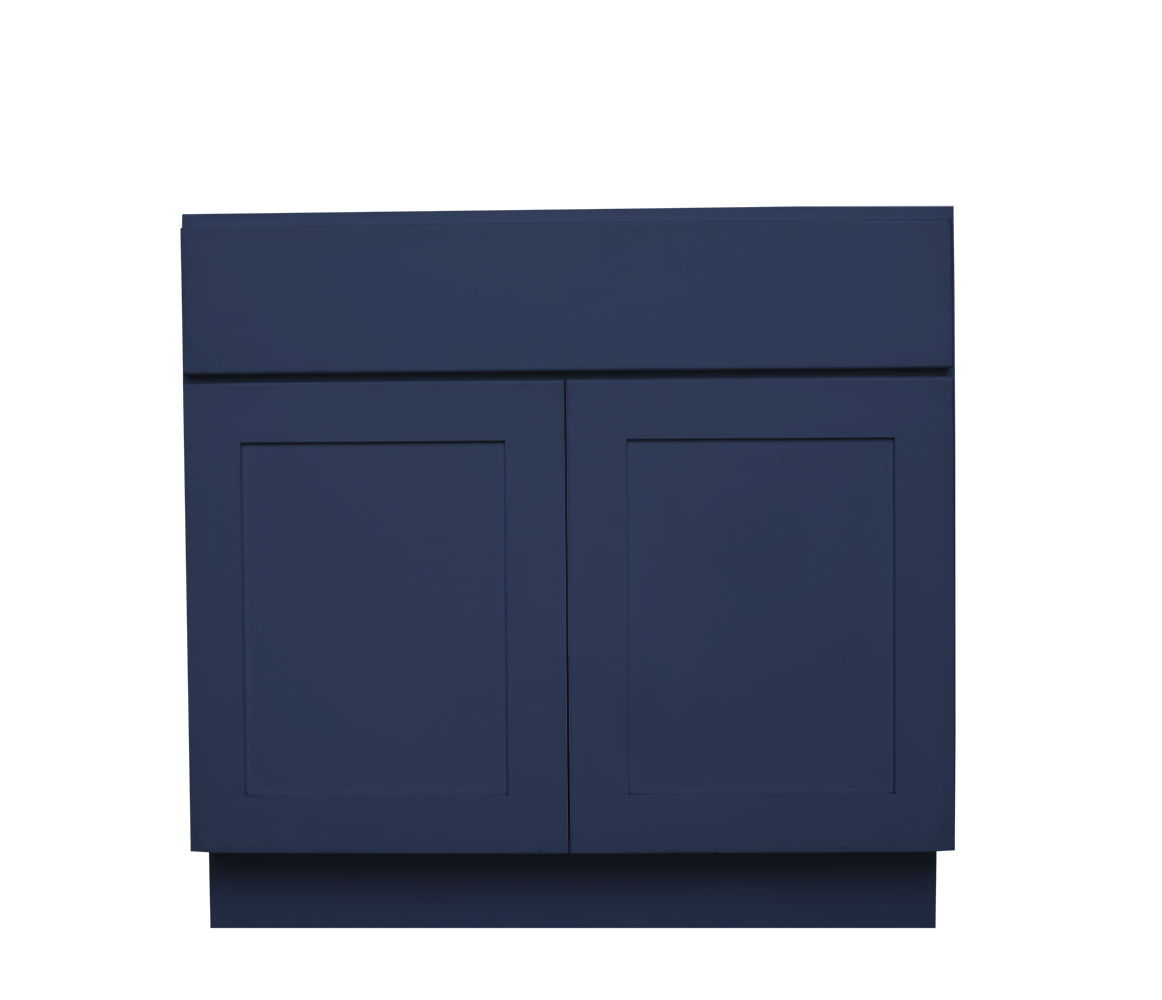 RELIABILT LS-SN-SB36B Creston 36-in W x 34.5-in H x 24-in D Navy Blue Sink Base Ready to assemble Plywood Cabinet (Recessed Panel Shaker)