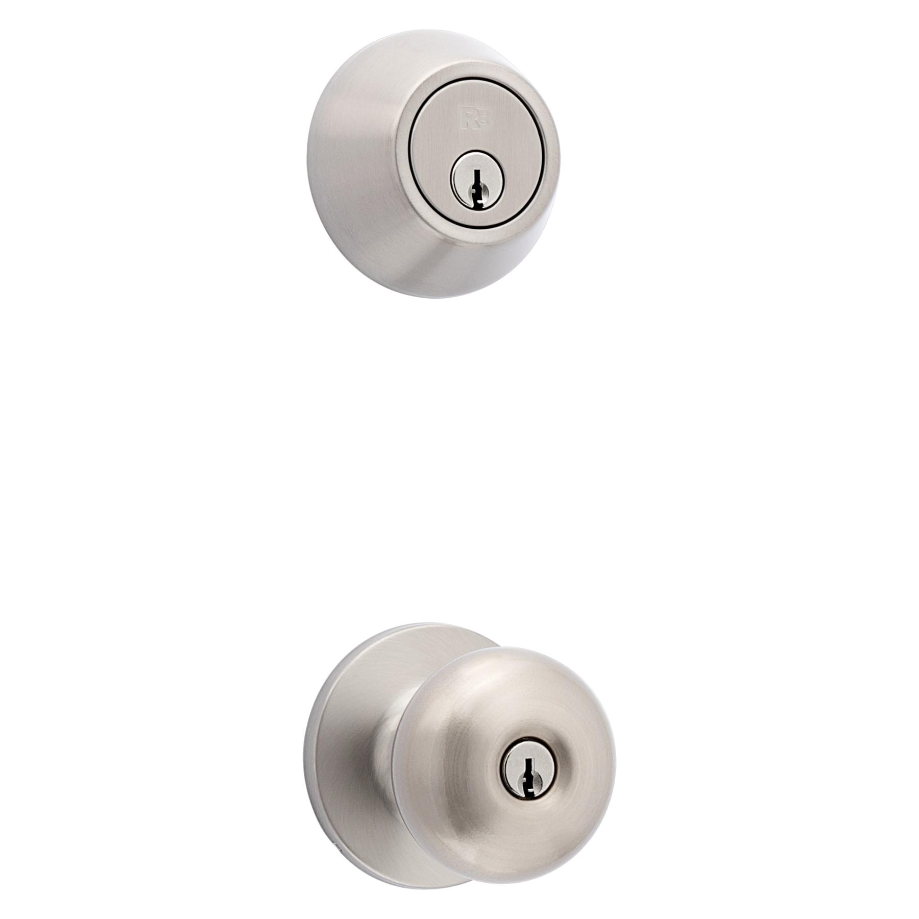 RELIABILT Baron Satin Nickel Interior/Exterior Dummy Door Knob in