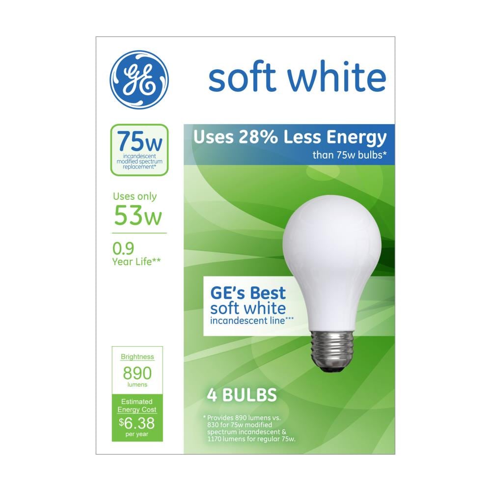 6 pack NEW GE 41030 75-Watt 1170-Lumen A19 Basic Light Bulb 4 Bulbs Per Pack 