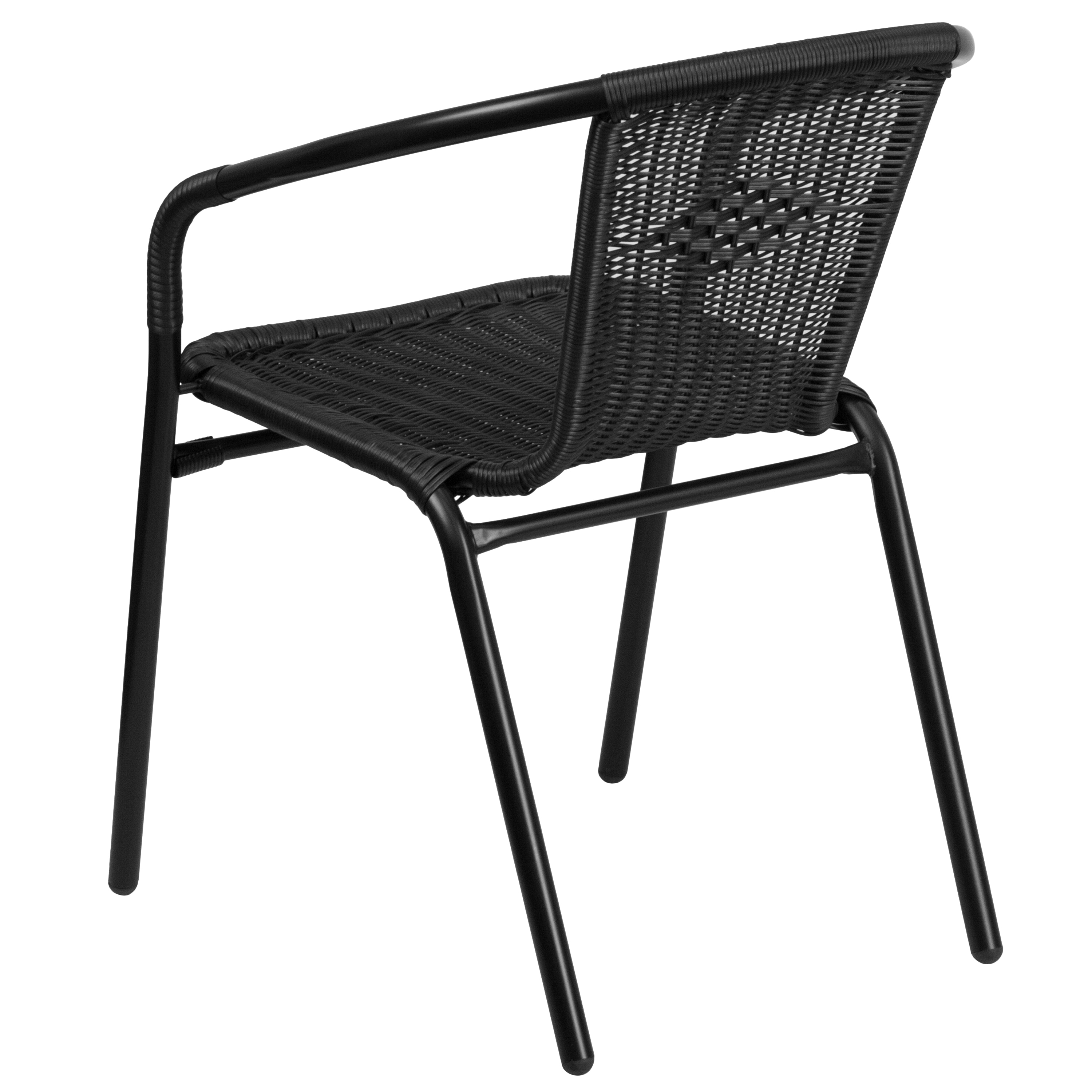 Clear Glass and Black Rattan 3-Piece Bistro Set