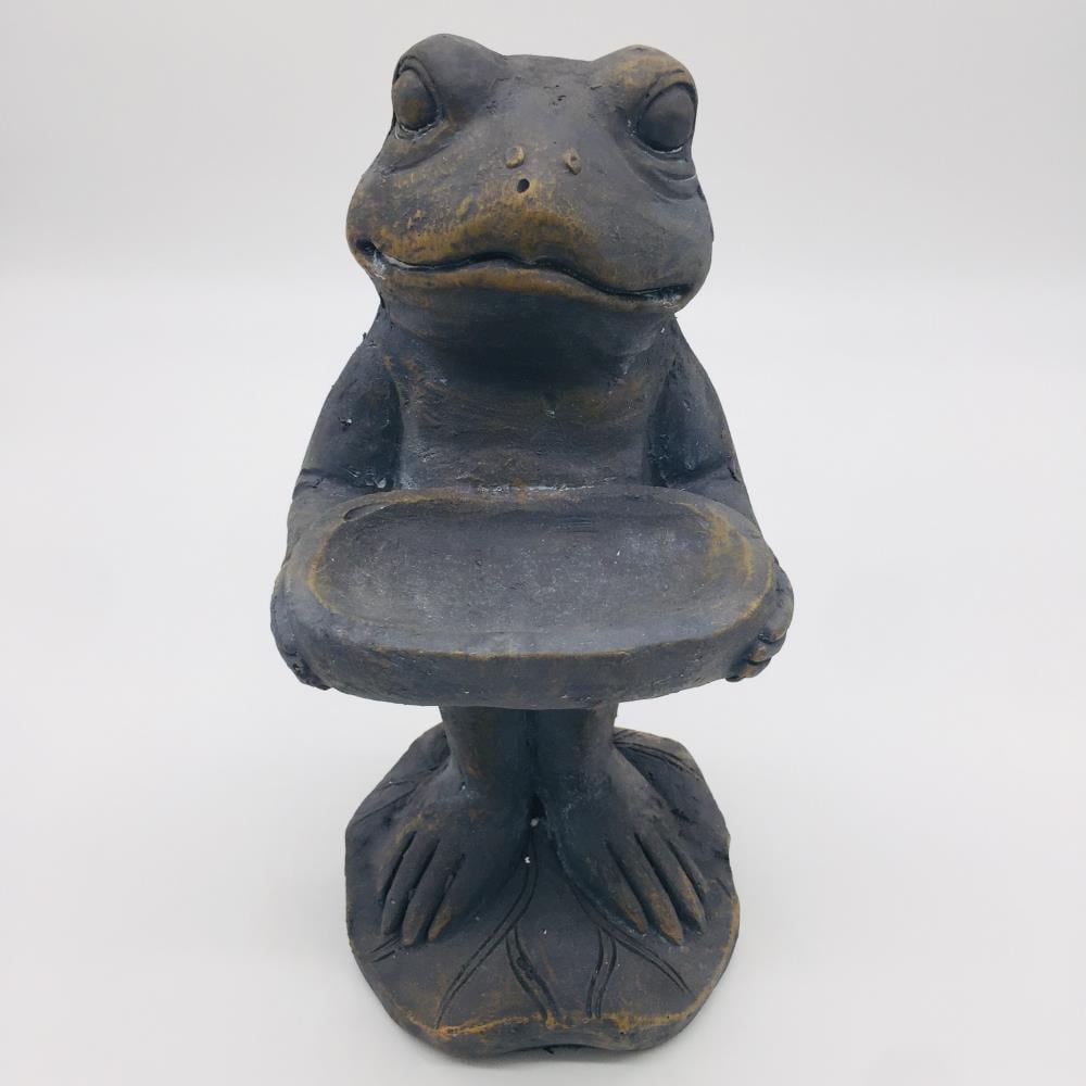 Style Selections 11.75-in H x 12.5-in W Gray Frog Garden Statue at