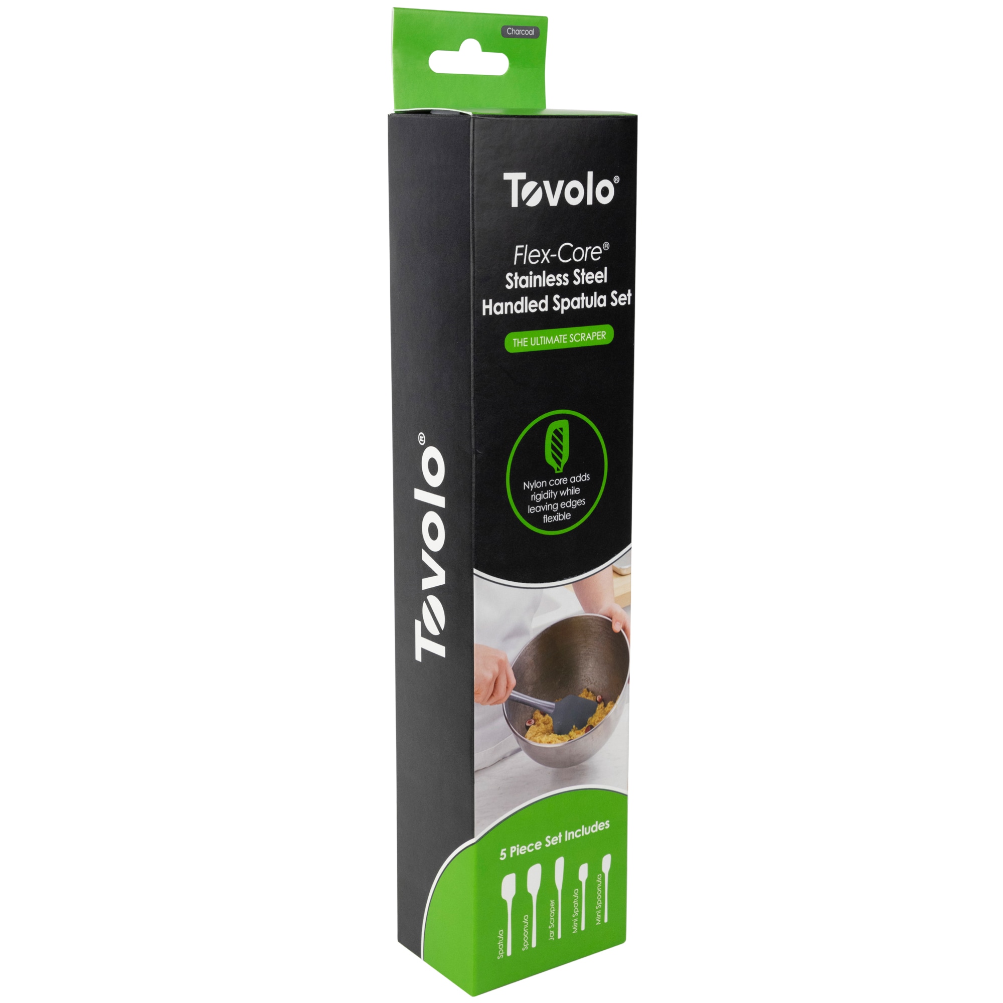 Tovolo - Flex-Core Wood Handled Jar Scraper - Charcoal