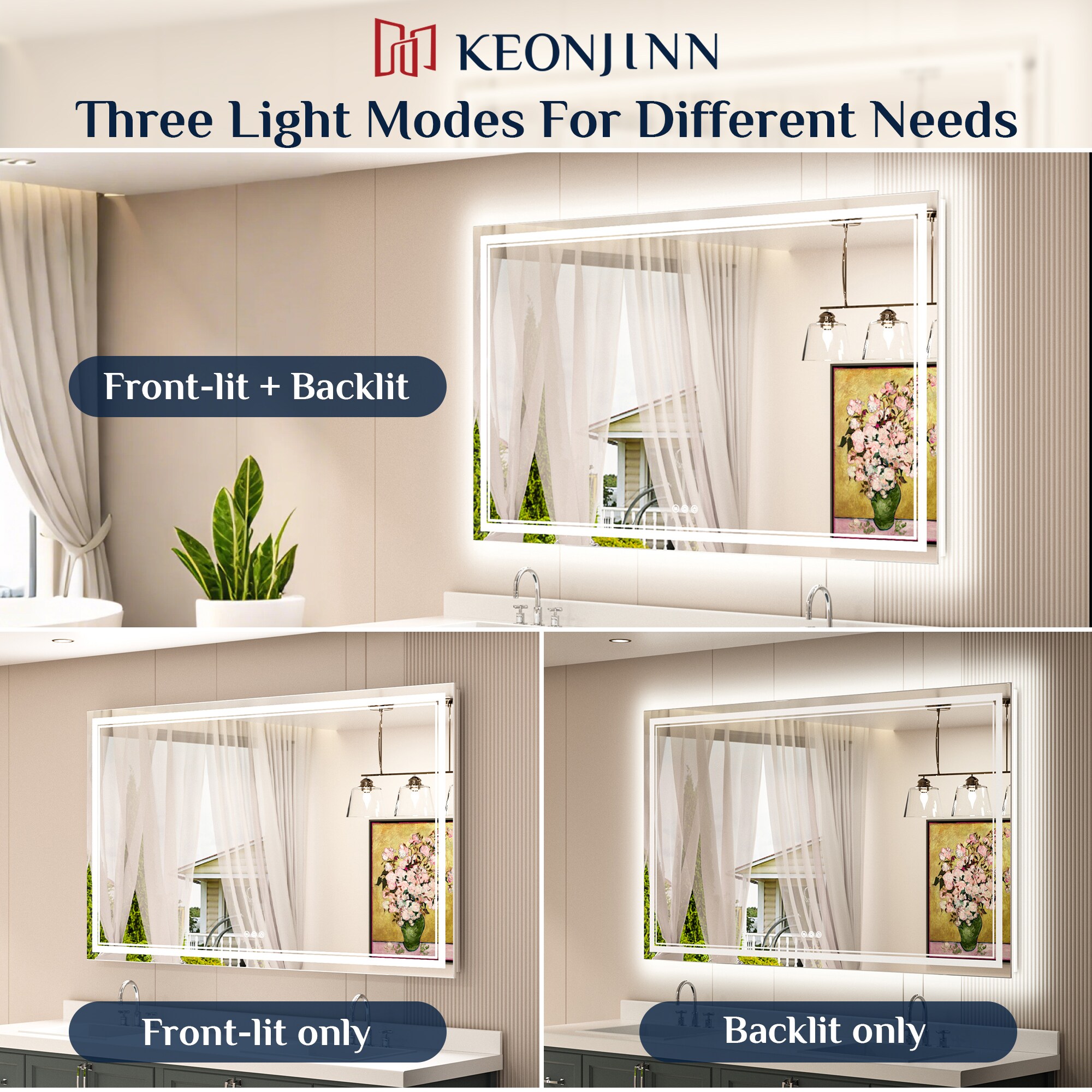 Keonjinn LW-JZ-ZBGSSW-121101 Framed-Bath-Mirrors - View #5