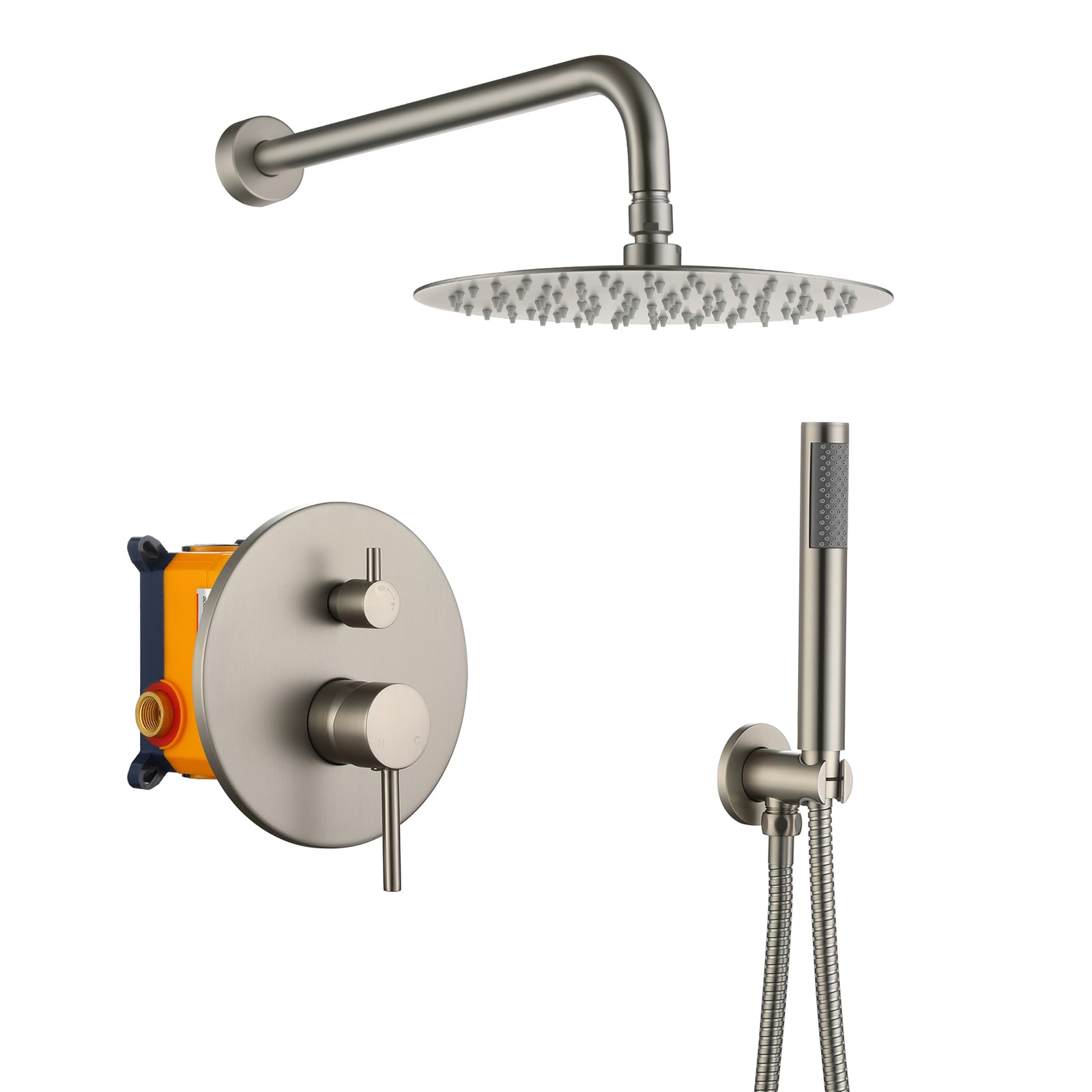 Mondawe MO6003-12BN Brushed Nickel 10-in Built-In Shower Faucet System with 2-way Diverter ( Pressure-balanced Valve Included )
