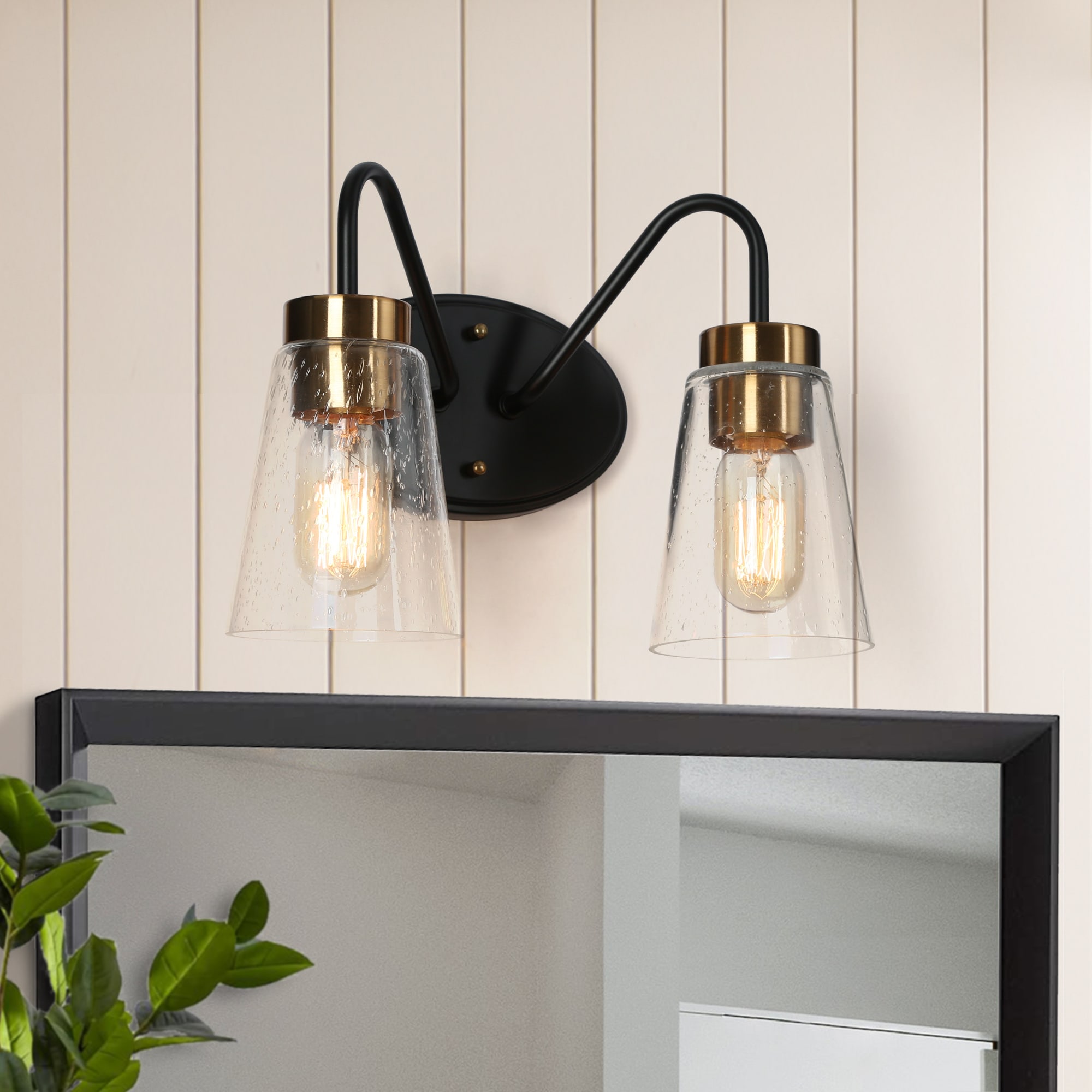 ZEVNI L3AQY32UW4724SG7 Collen 12.5-in W 2 -Light Matte Black Wall Sconce