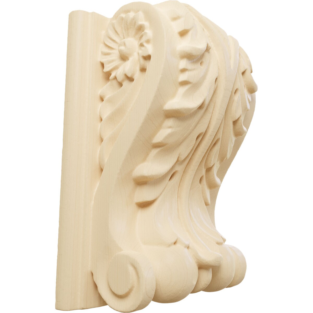 Ekena Millwork CORW04X02X05ABMA 3.5-in x 2-in x 4.5-in Unfinished Maple Wood Paintable/Stainable Corbel
