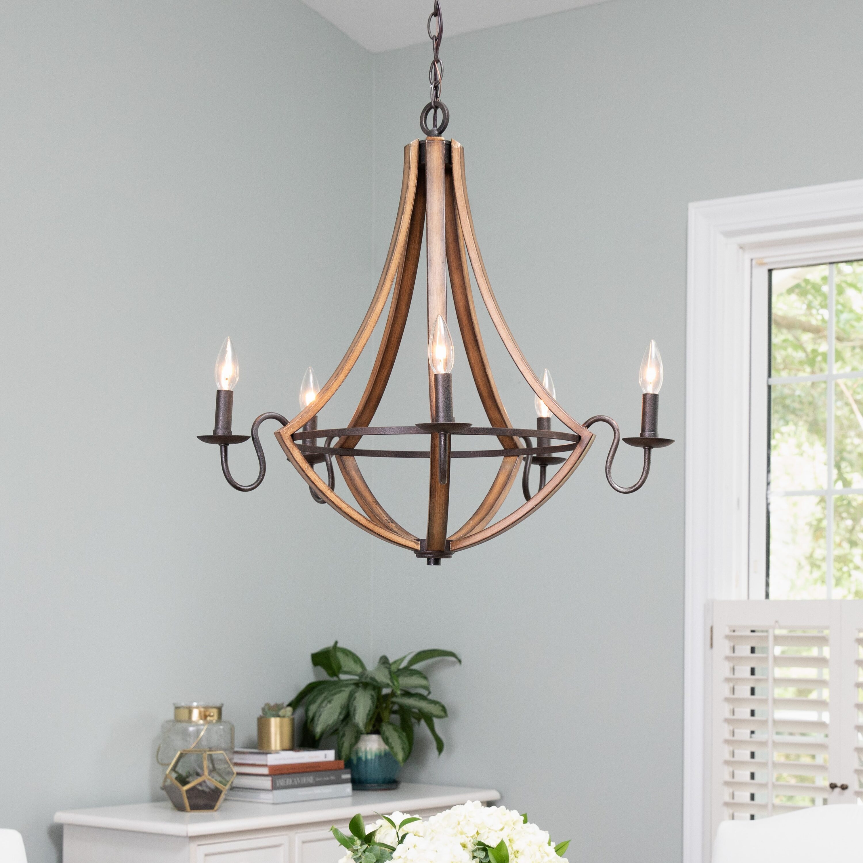 Quoizel Shire 5-Light Rustic Black Transitional Dry Rated Chandelier at ...