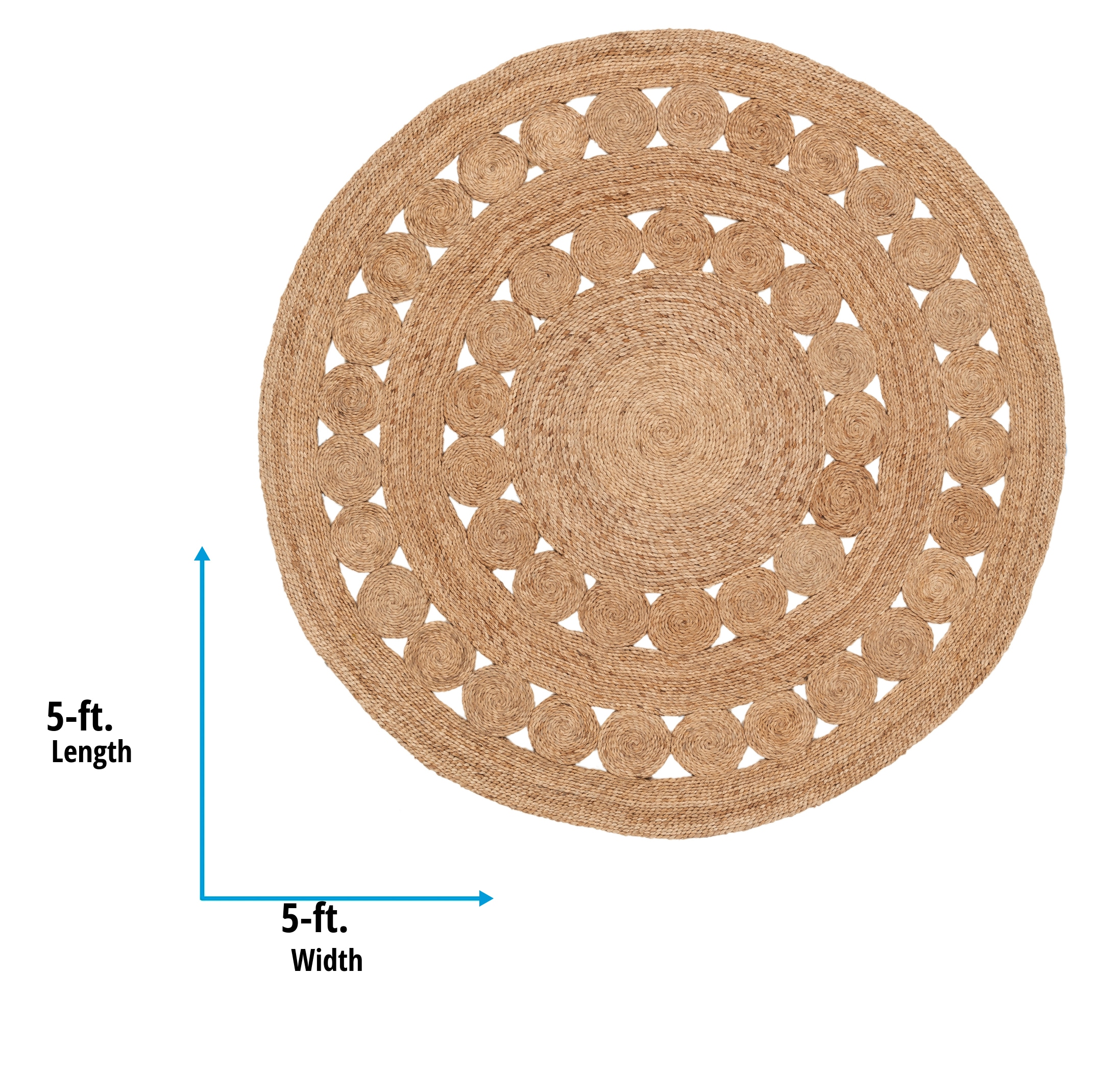 allen + roth Handmade Round 5 X 5 (ft) Jute Khaki Round Indoor Solid ...