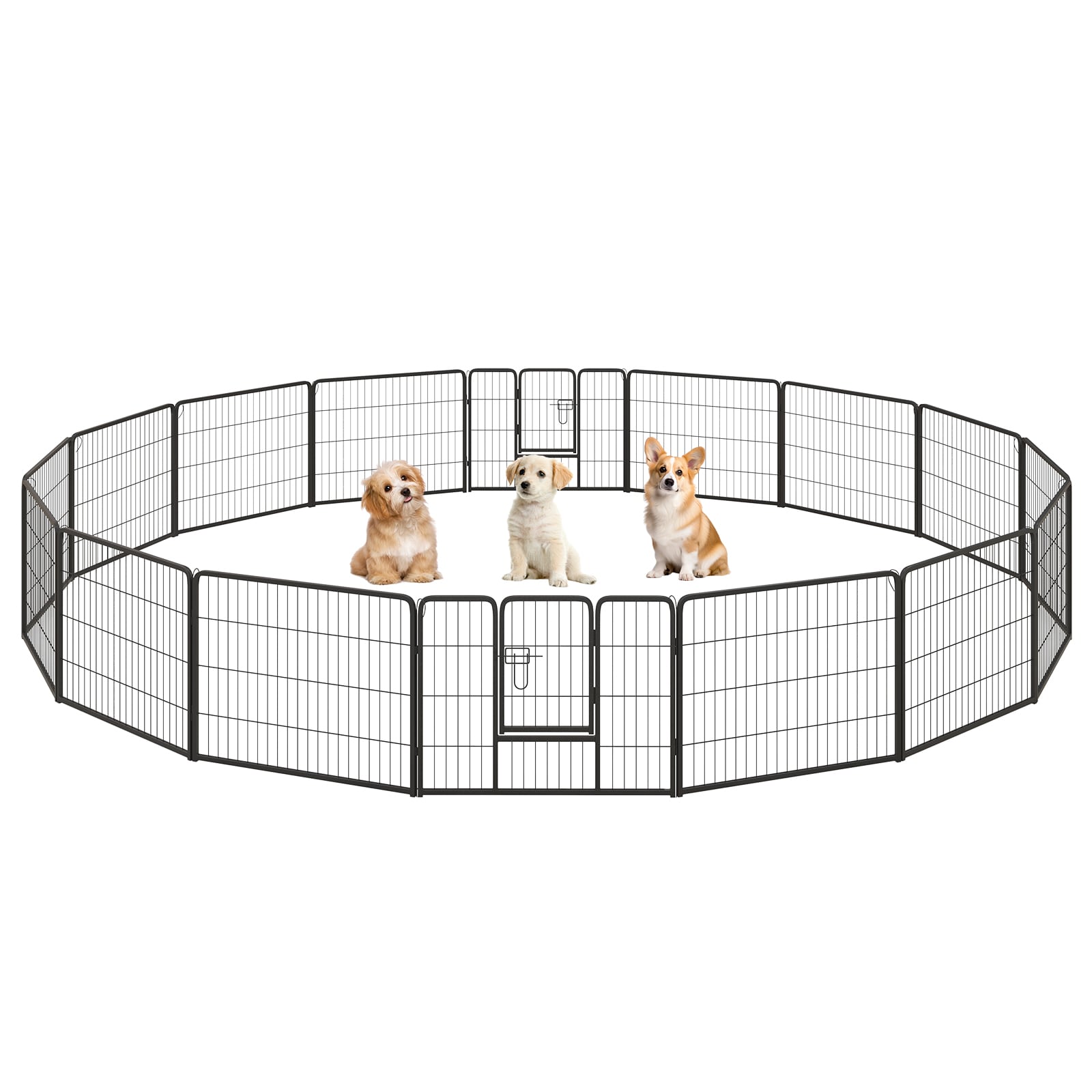 Slickblue 16 Panel Dog Playpen with Lock and Large Door for Home Yard RV and Camping Use Black 24 in/ 32 in/ 40 in H