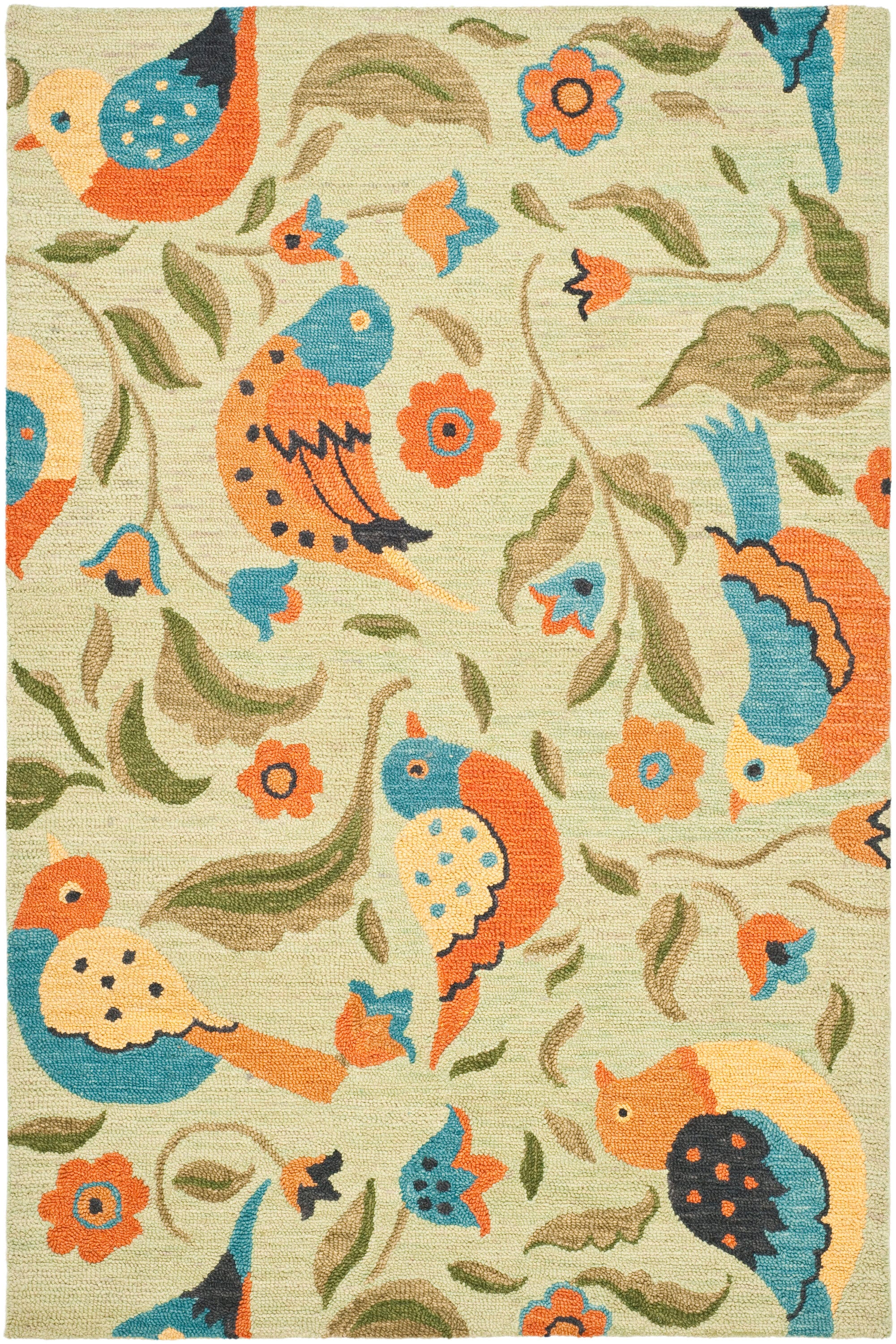 Blossom Sage Multi Hand-Knotted Wool Area Rug