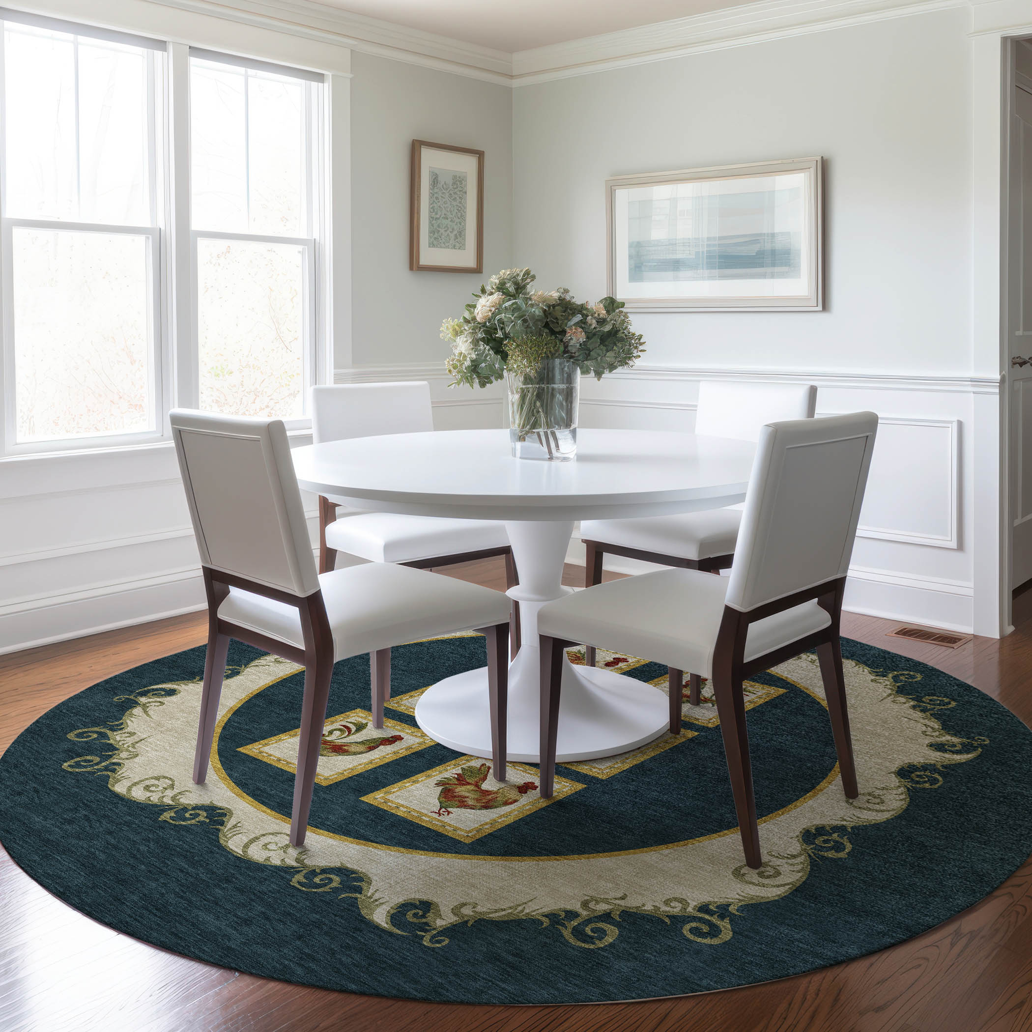 Addison Rugs AMF159MI8RO Mayfield AMF159MI 8 x 8 (ft) Loomed Polyester Midnight Round Indoor Geometric Machine washable Area rug