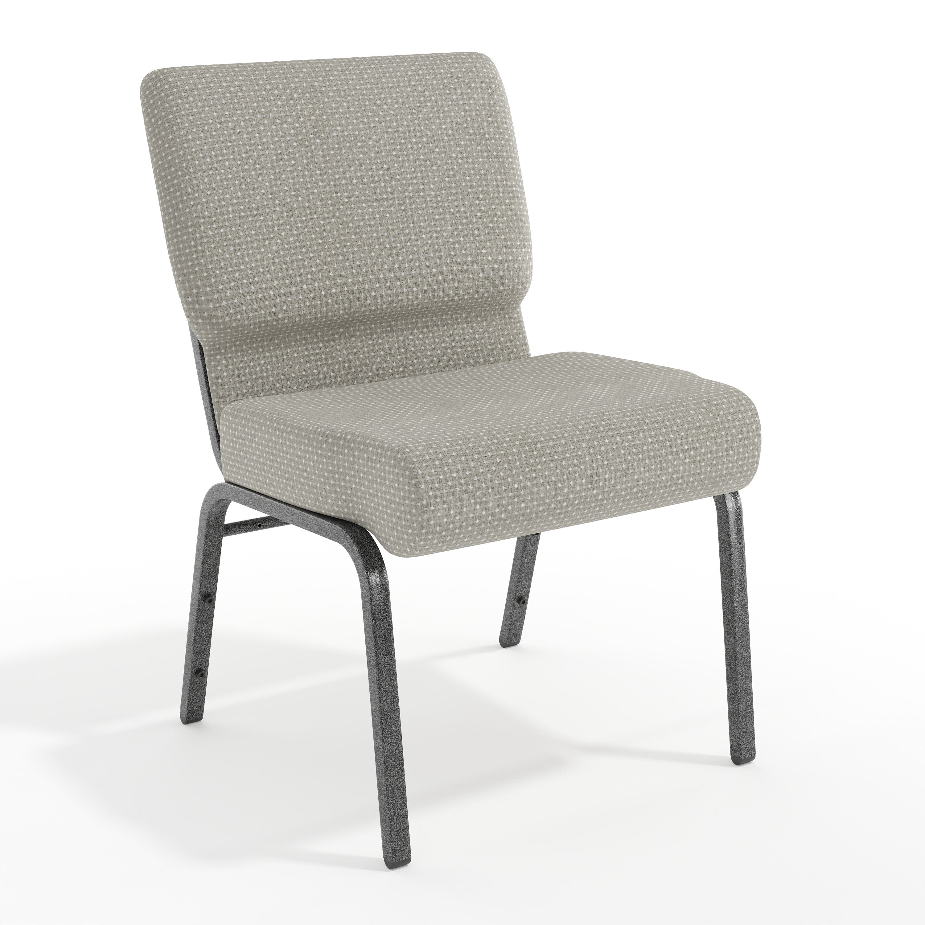 Emma + Oliver - 21-in W Church Chair in Gray Dot Fabric - Silver Vein Frame
