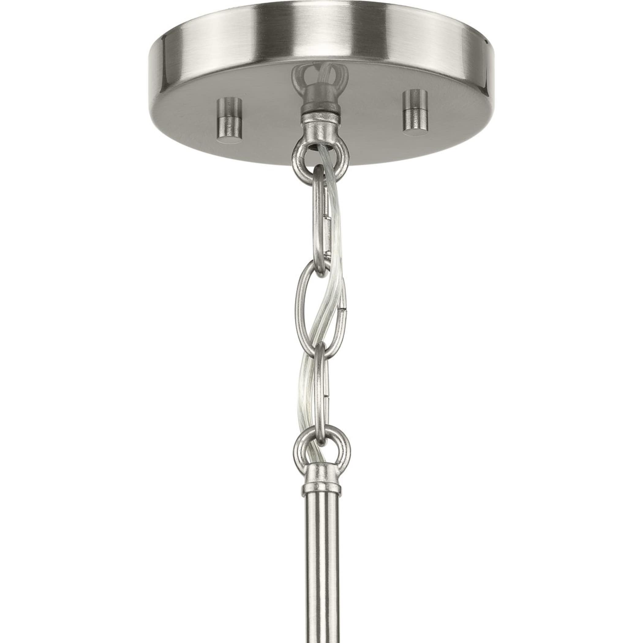 Silva Brushed Nickel Glass Drum Pendant Light