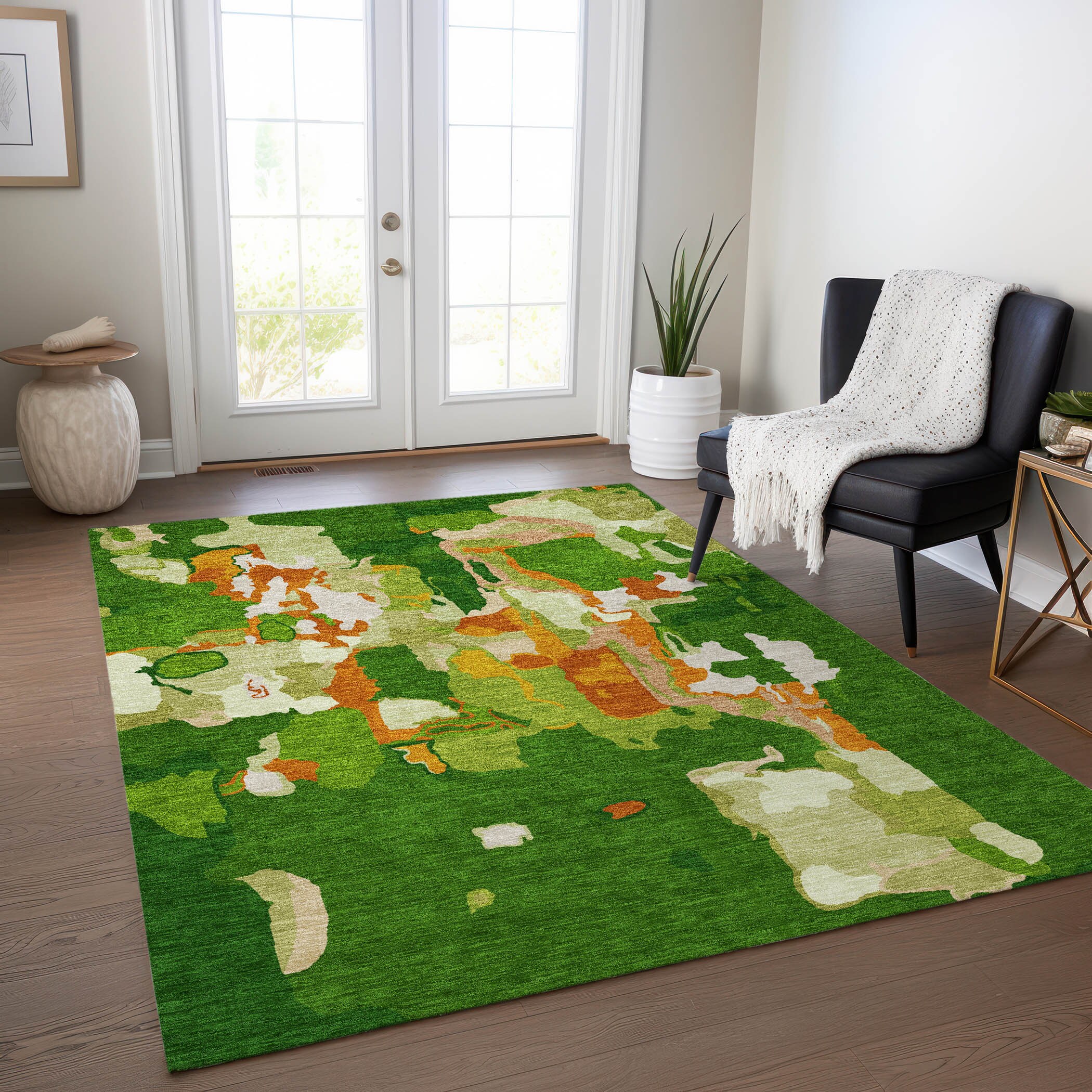 Addison Rugs ACN1028GE5X8 Chantille ACN1028GE 5 x 7 (ft) Polyester Green Rectangular Indoor/Outdoor Geometric Machine washable Area rug