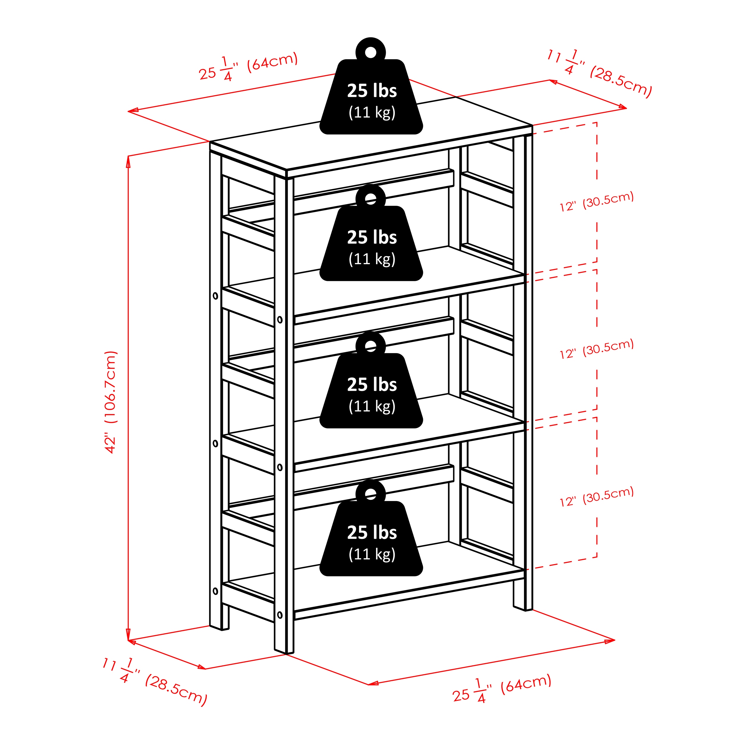 Espresso Transitional Wood 3-Tier Storage Shelf for Kids and Toys