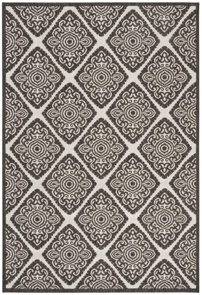 Safavieh LND132A-4 Linden Damask 4 x 6 (ft) Loomed Polypropylene Light Gray/Charcoal Rectangular Indoor Trellis Coastal Area rug