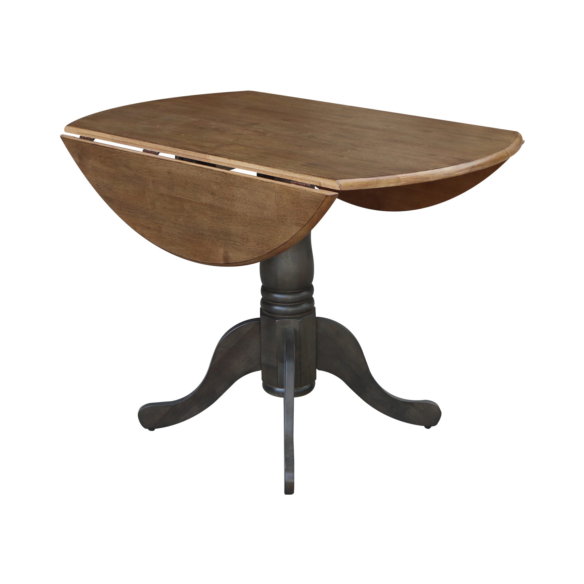 Cottage Charm 42" Round Hickory Wood Extendable Dining Table