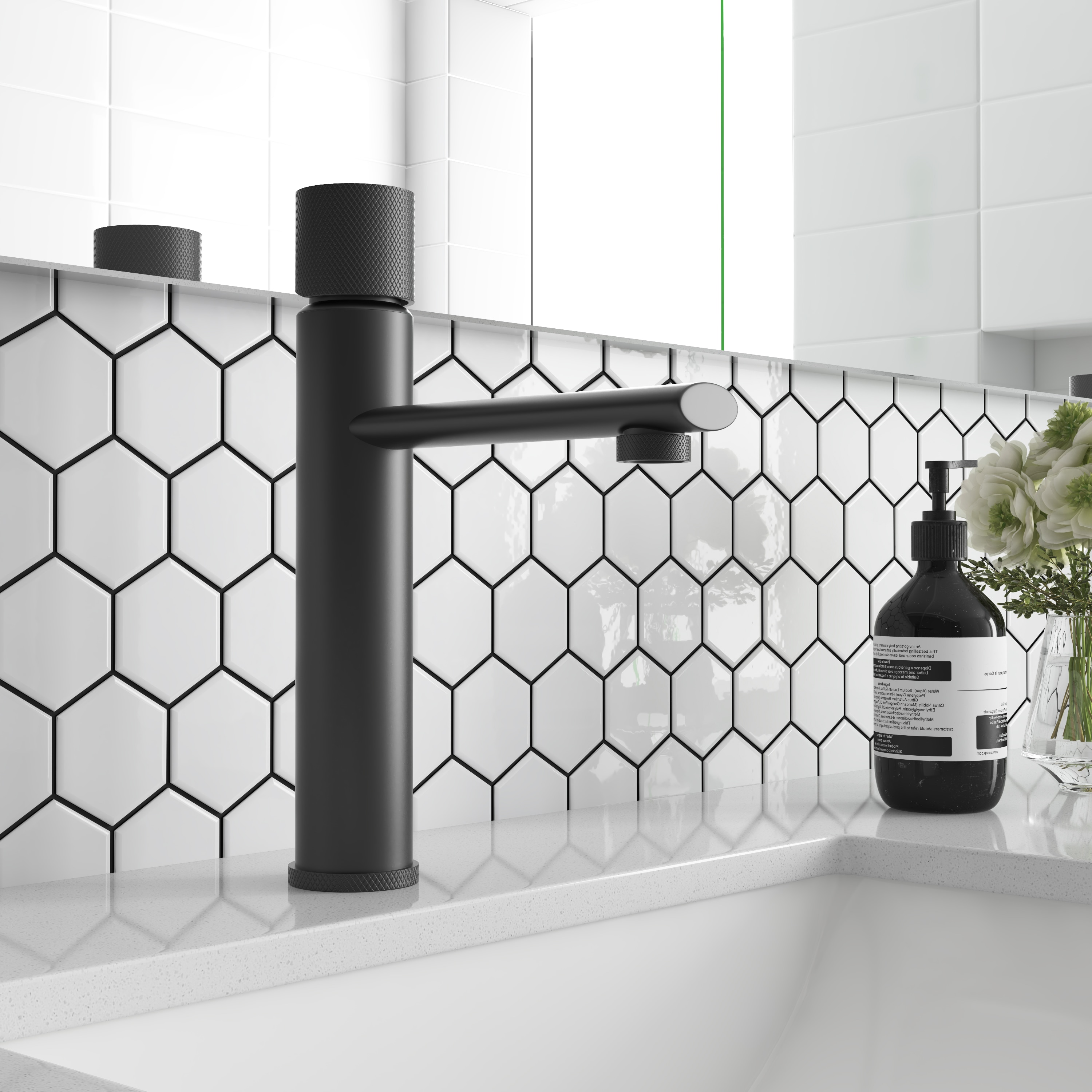 YZZY US-JA-2043B Black Vessel 1-handle WaterSense High-arc Residential Handle Bathroom Sink Faucet
