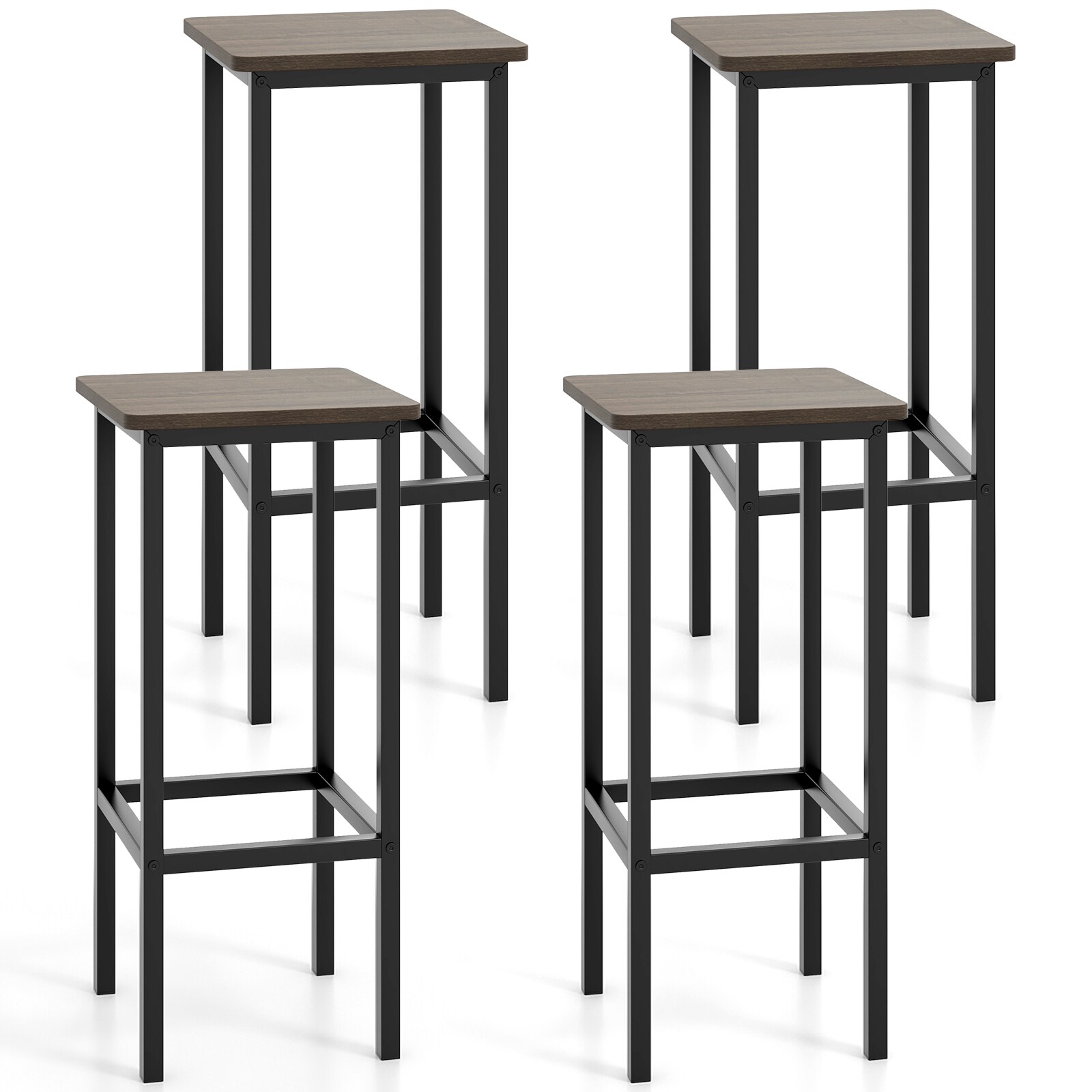 Volenca Set of 4 Engineered Wood Bar Stools with Metal Legs and ...