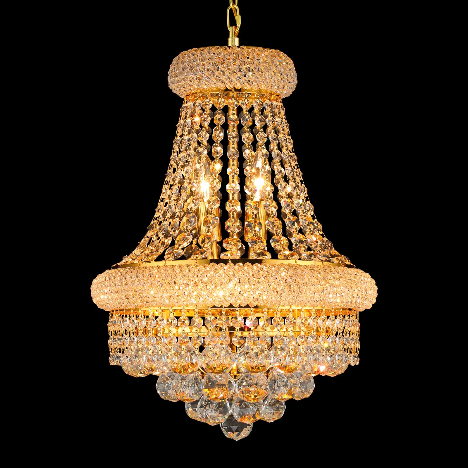 IUEST  Empire Style K9 Crystal Chandelier 6 Lights Gold Luxury Lighting Fixture for Dining Room Living Room Bedroom Kitchen Island Entryway D15