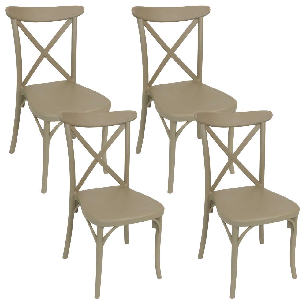 Sunnydaze Decor 4 Stackable Brown Plastic Frame Stationary Dining Chair ...