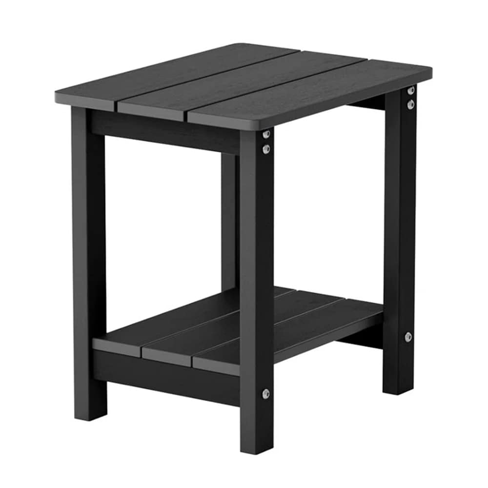 WINSOON FTC1401 Black Double Layer Adirondack Square Side Table Square Outdoor End Table 12.2-in W x 16.1-in L
