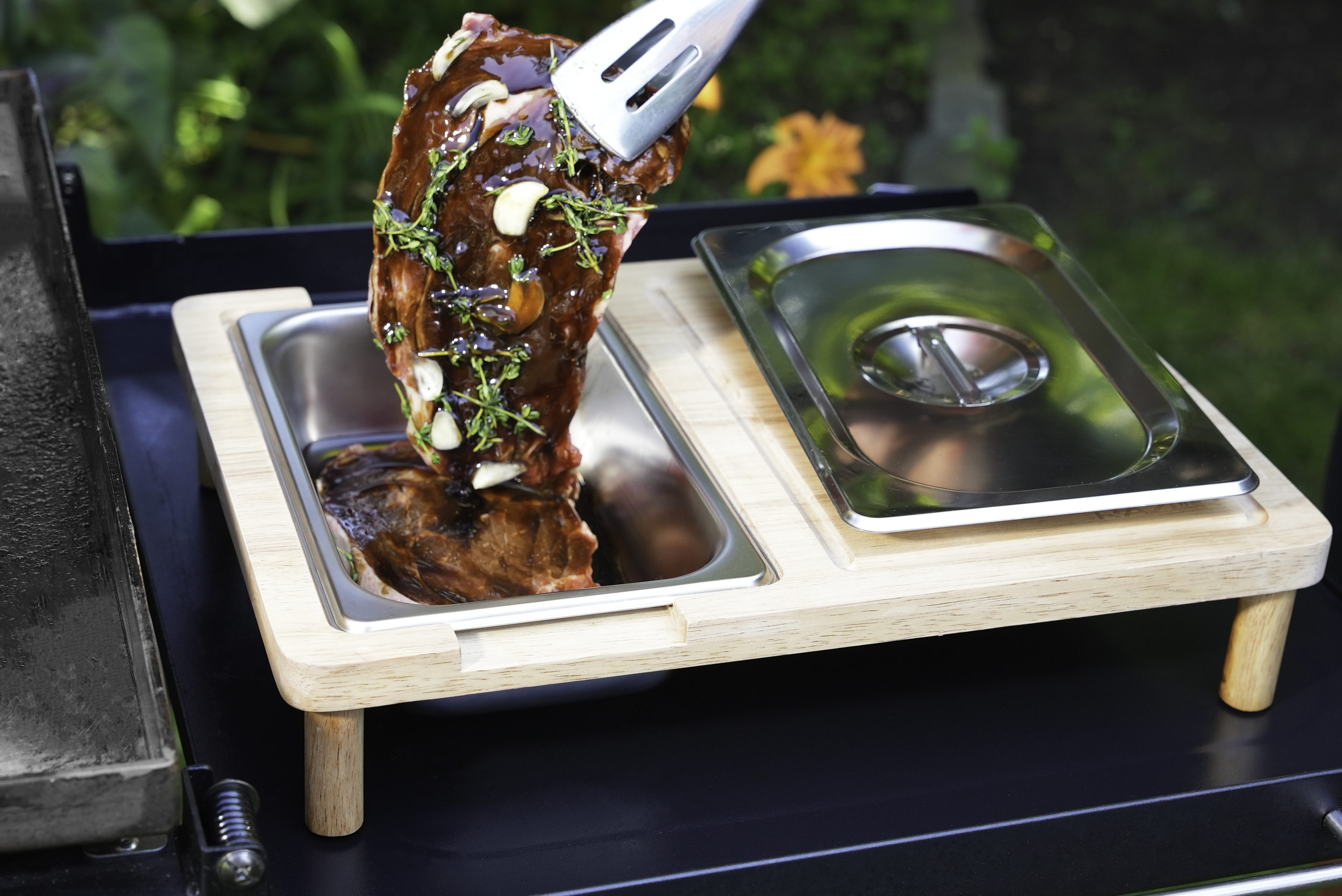 Mr. Bar-BQ The Marinator with Removable Strainer & Catch Tray, Mess-Free  Marinade Container