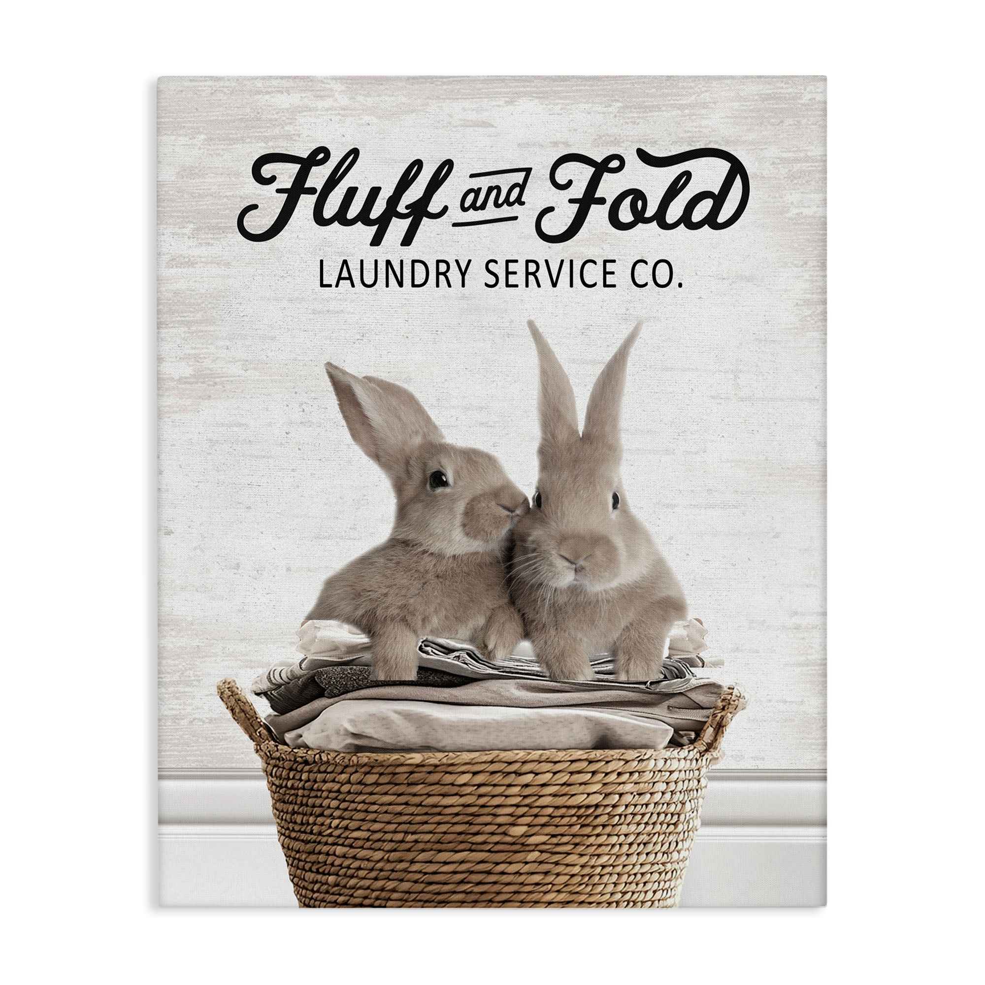 Stupell Industries  Vintage Laundry Service Bunnies Canvas Wall Art By Lettered and Lined 36 x 48