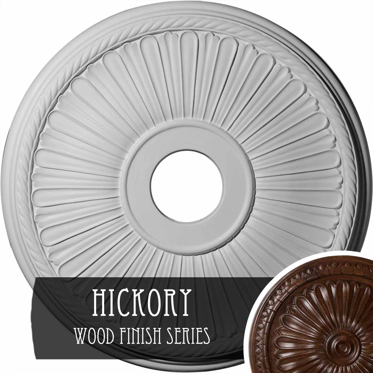 Ekena Millwork CM20BE1HIS Berkshire 20.125-in W x 20.125-in L Hickory Polyurethane Ceiling Medallion