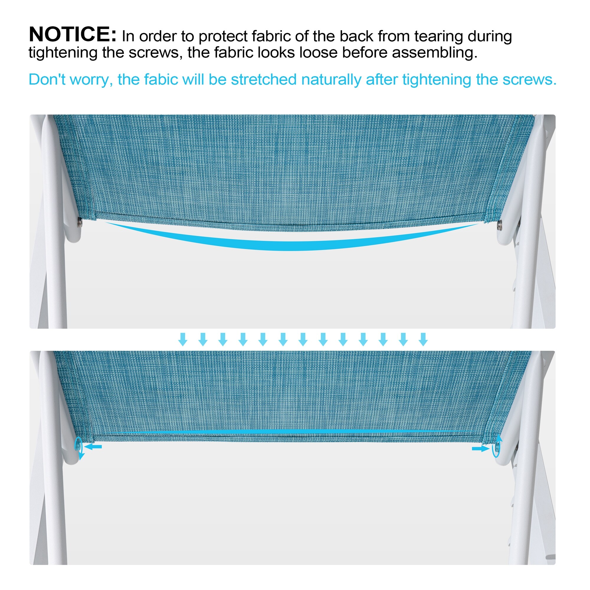 74.8" Blue Fabric and White Aluminum Outdoor Chaise Lounge Set