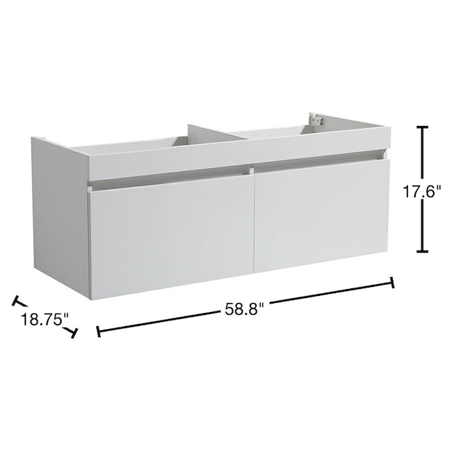 Fresca Mezzo 60-in White- Dbl Bathroom Vanity Base Cabinet without Top ...