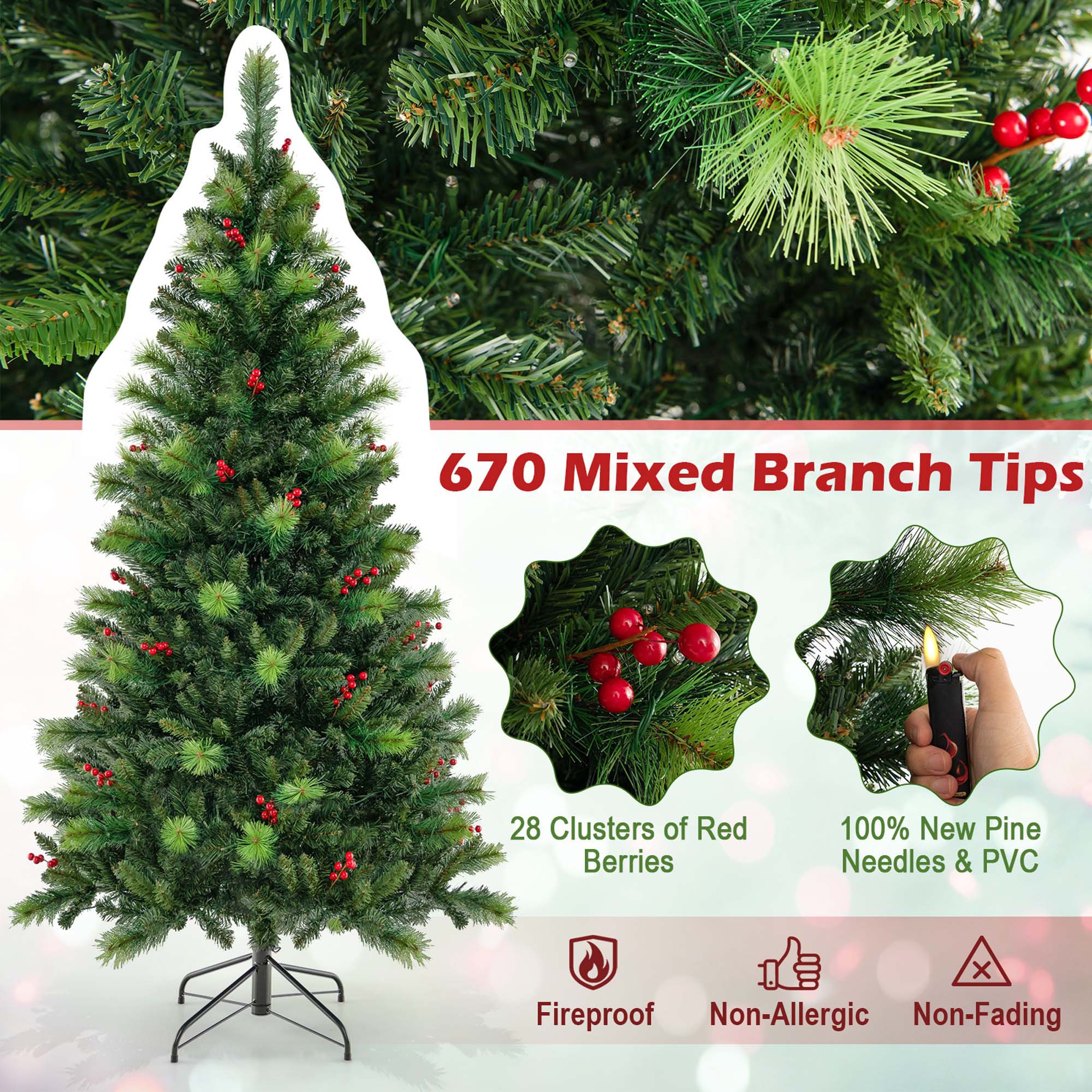 Costway LWS00761 Artificial-Christmas-Trees - View #7