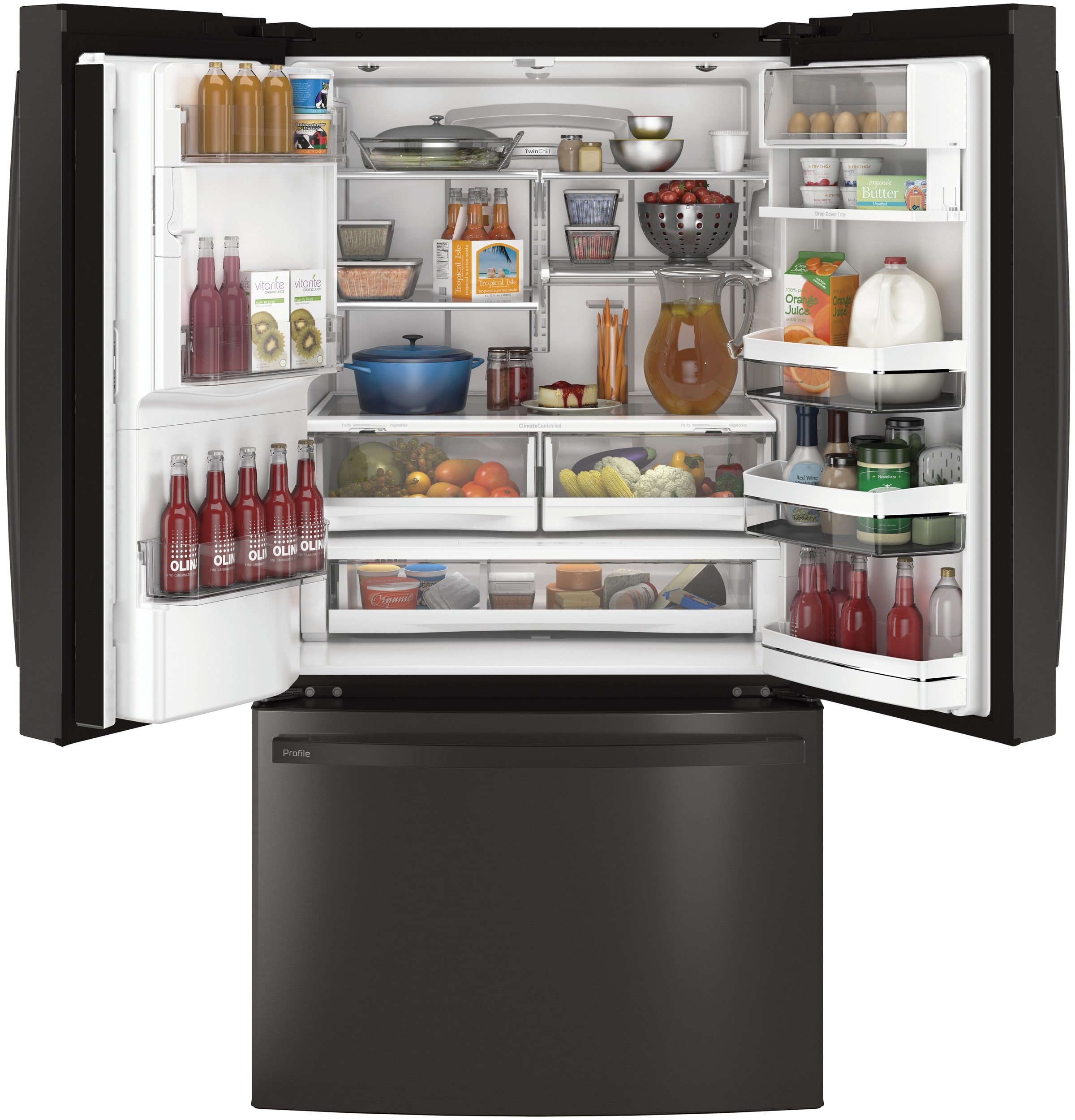 GE PFE28KBLTS French-Door-Refrigerators - View #2
