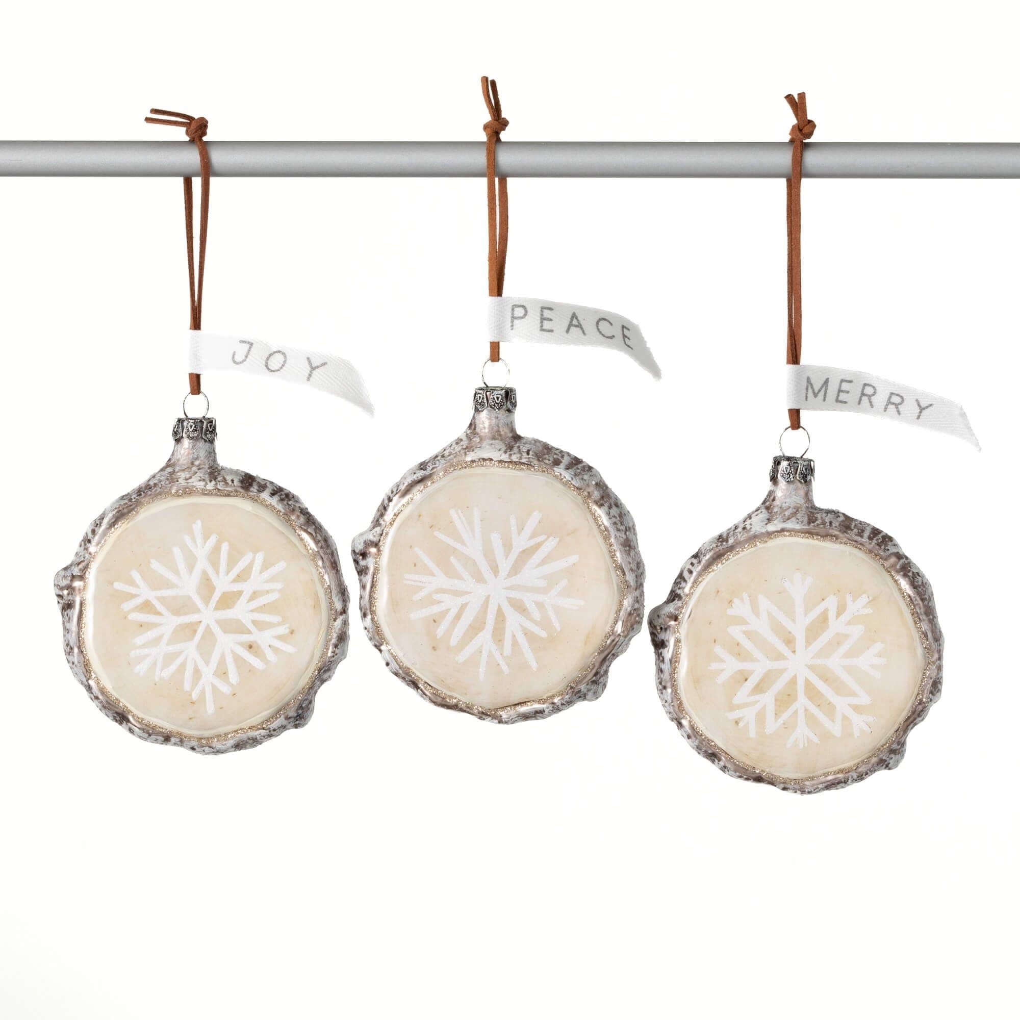 Sullivans OR10950 3 -Pack White Snowflake Standard Indoor Ornament set
