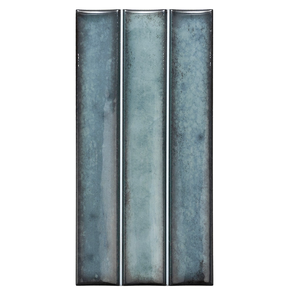 サクラフロー The Tile Life Sakura Fluted Sea Blue 4-1/2-in x 9-in Glossy